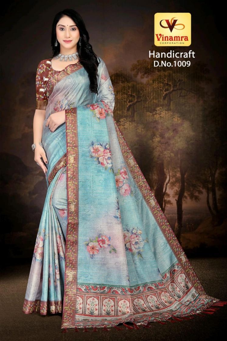 vinamra corporation handicraft vol 1 series 1001-1011 gold zari fashionable sarees