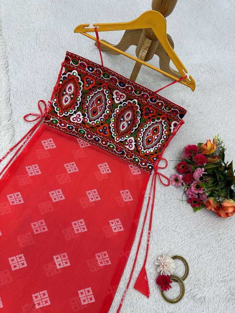 5691 Foux gorgette Micro Chinestich work with real mirror work wholesale kurti 