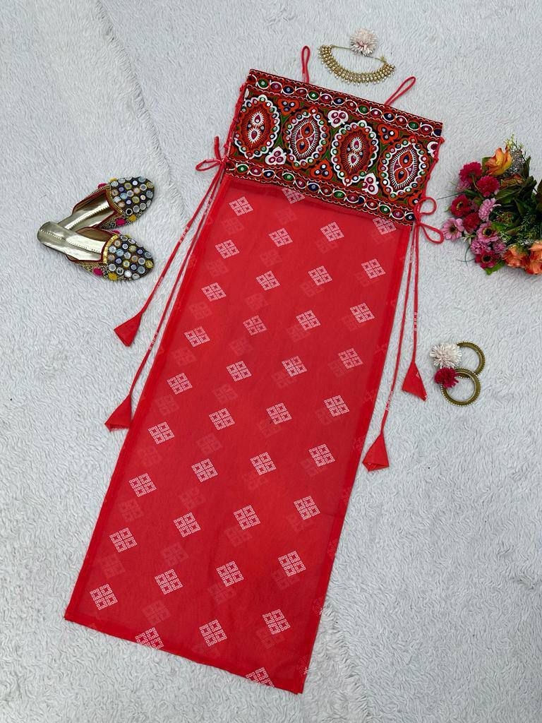 5691 Foux gorgette Micro Chinestich work with real mirror work wholesale kurti 