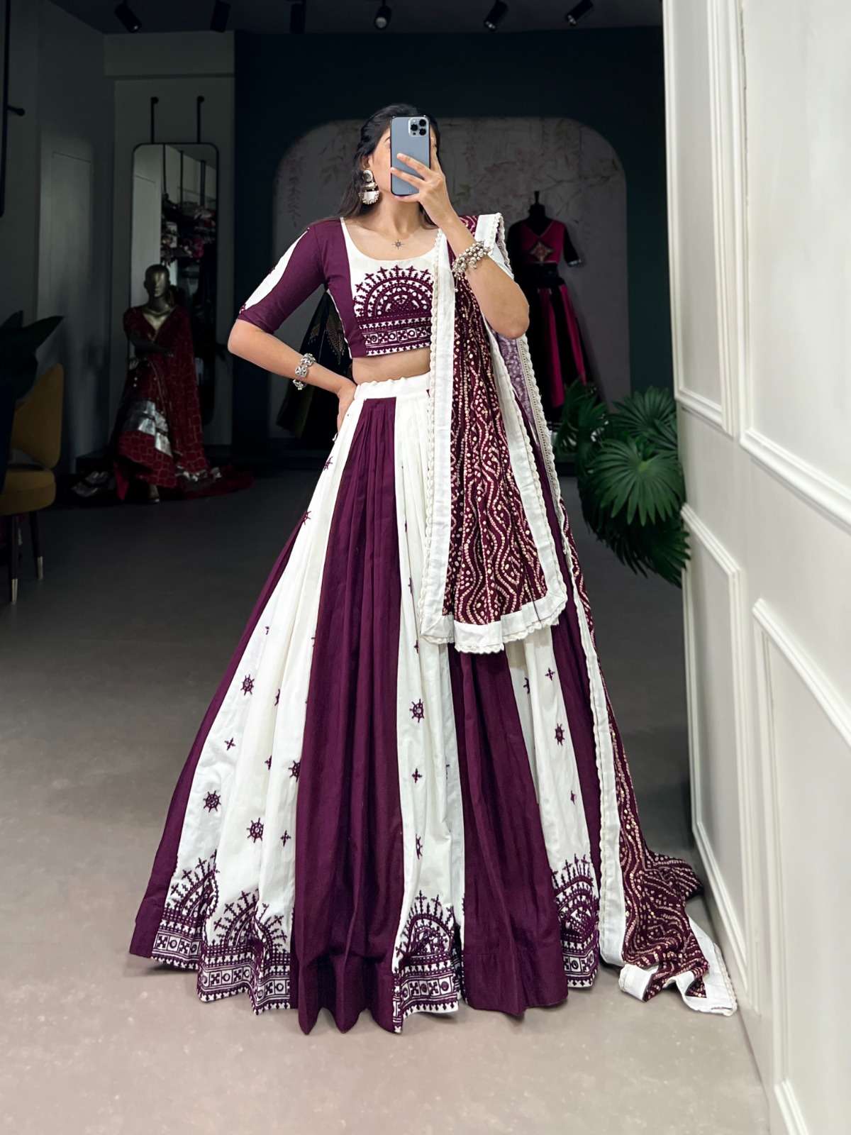 LNB1607WIN Pure Cotton Original Mirror With Gamthi Work wholesale lehenga