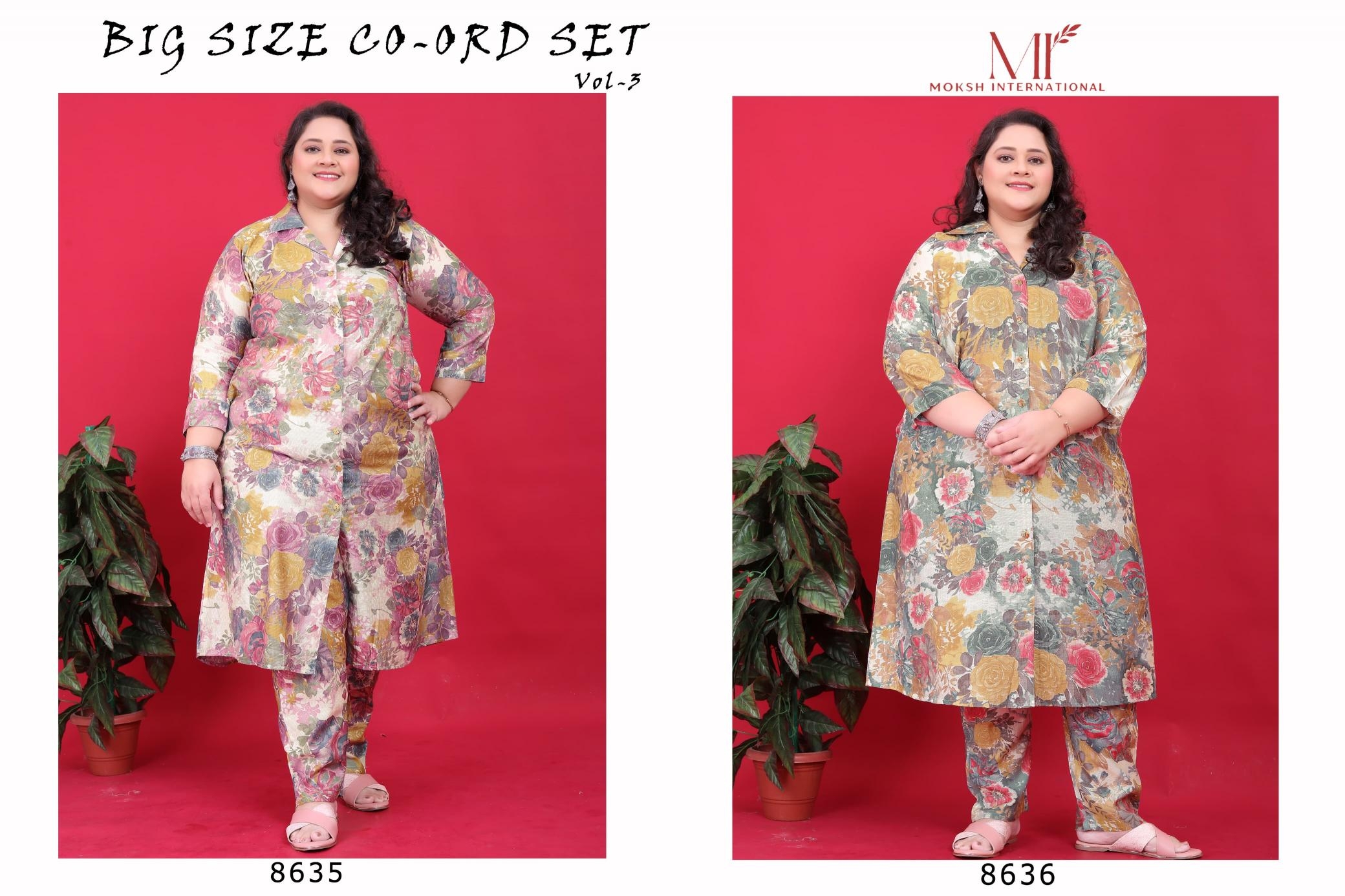 Moksh Big Size Co-ord Set Vol-3 series 8635-8636 Premium Vertical co-ord sets