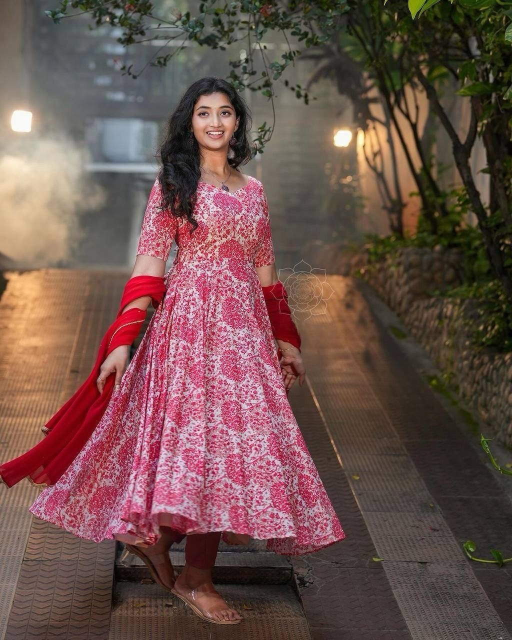 X-Lady launching flower print Grorgett with mirror work dupatta with lace