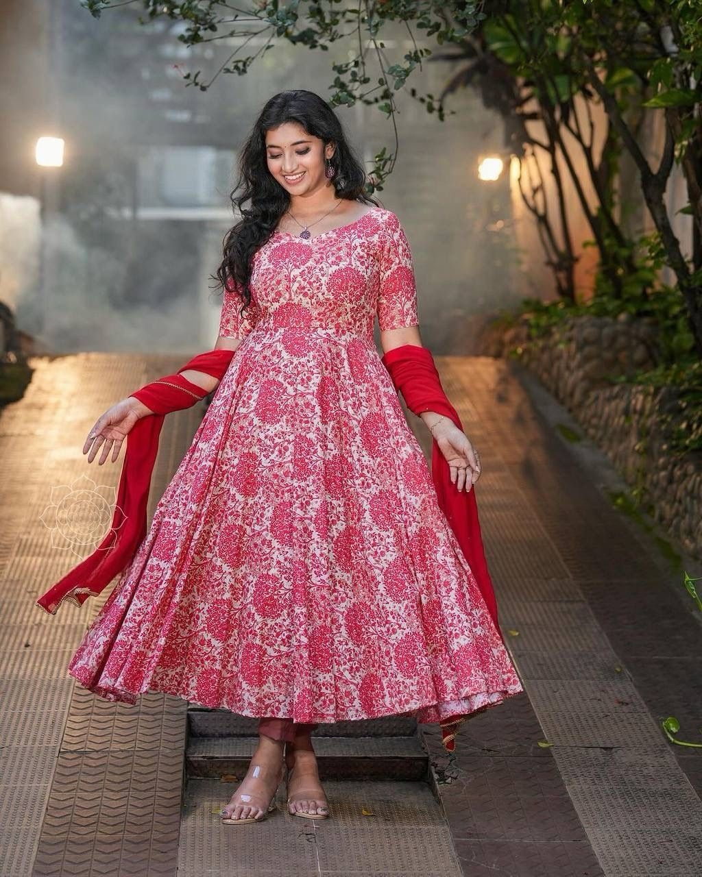 X-Lady launching flower print Grorgett with mirror work dupatta with lace