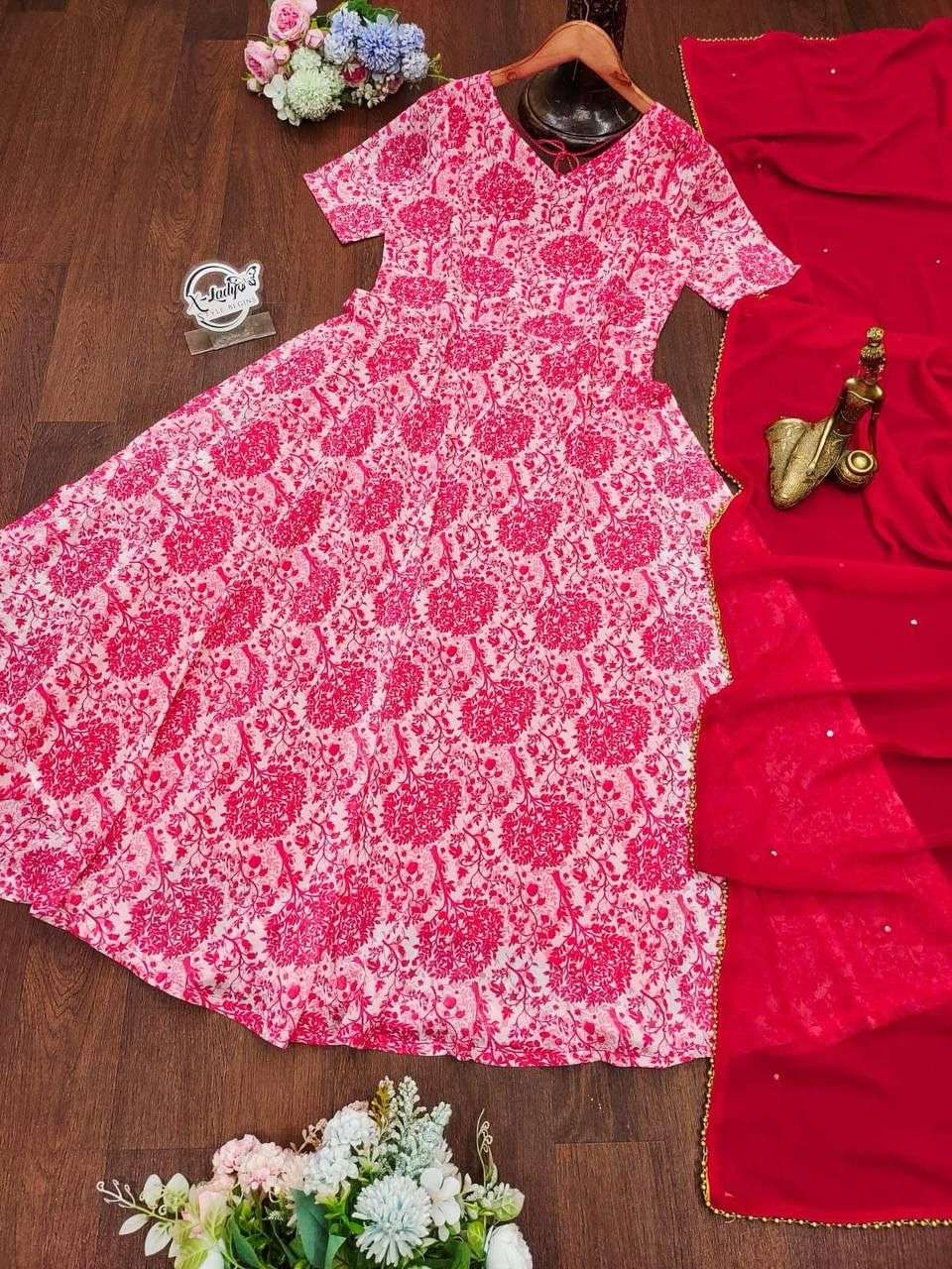 X-Lady launching flower print Grorgett with mirror work dupatta with lace