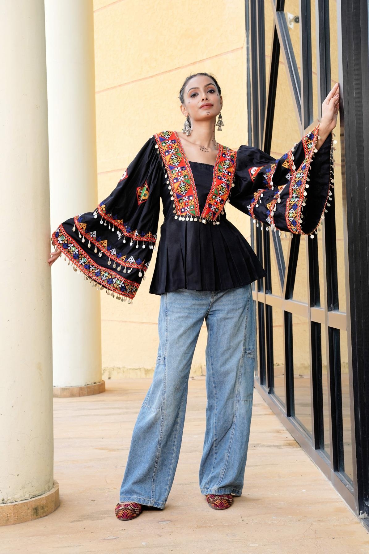 9STAR FASHION FASTIVA SPECIAL COTTON WITH EMBRODERY WORK AND MIRROR WORK NAVRATRI SPECIAL KURTI IN WHOLESALE SURAT