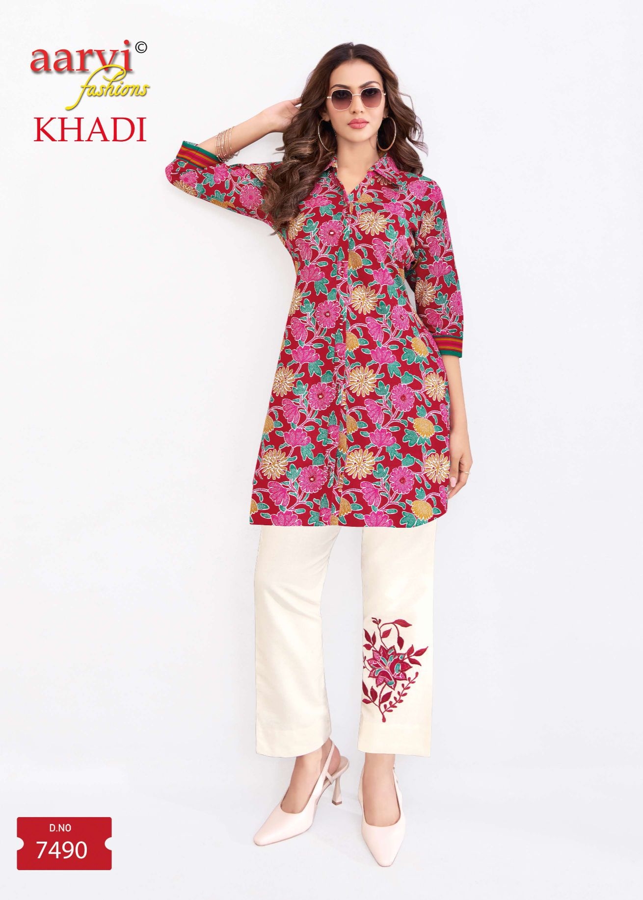 Aarvi Khadi Vol-2 series 7487 to 7494 Pure Cotton Flex Printed With Hand Cord Sets in wholesale surat