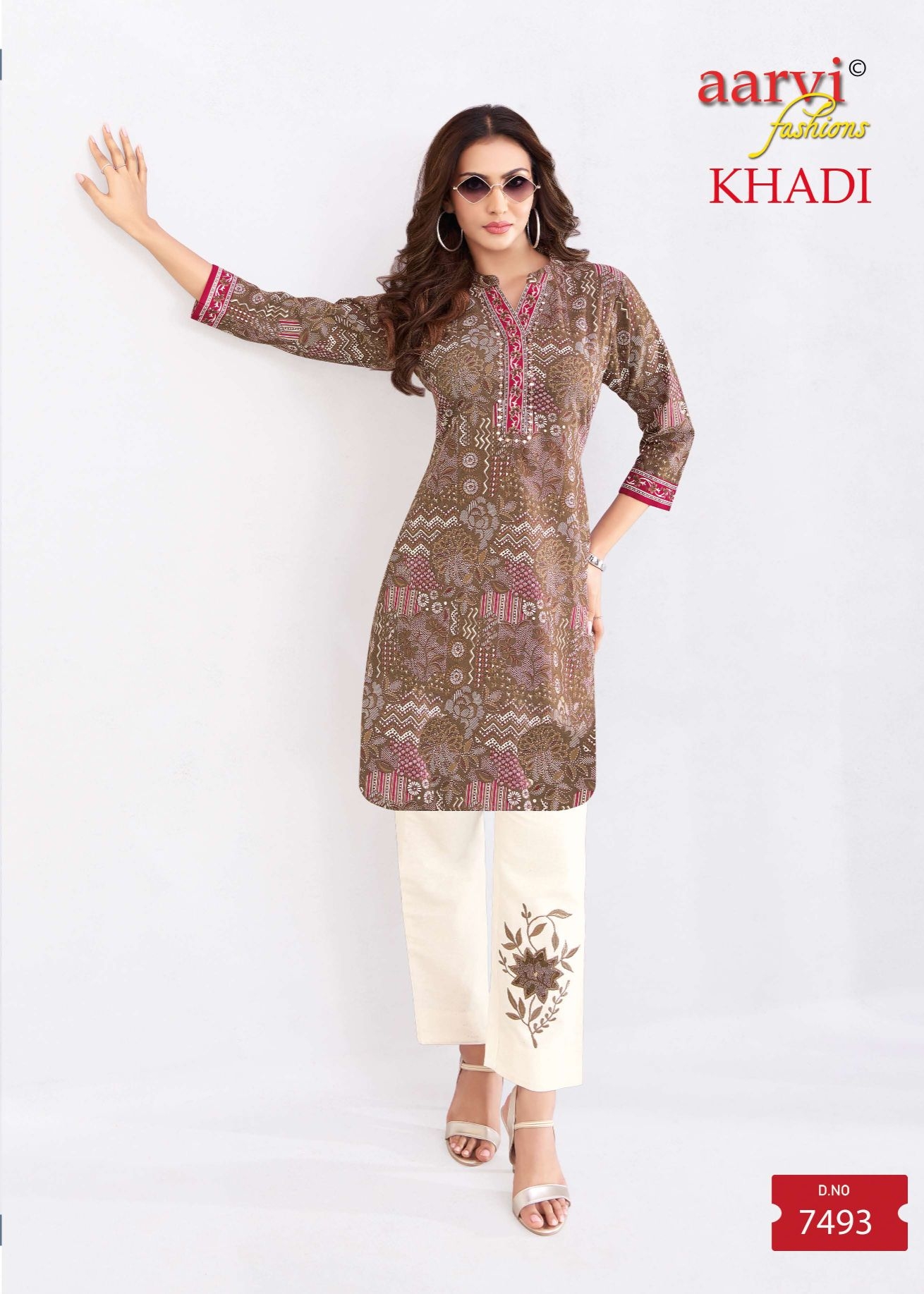 Aarvi Khadi Vol-2 series 7487 to 7494 Pure Cotton Flex Printed With Hand Cord Sets in wholesale surat