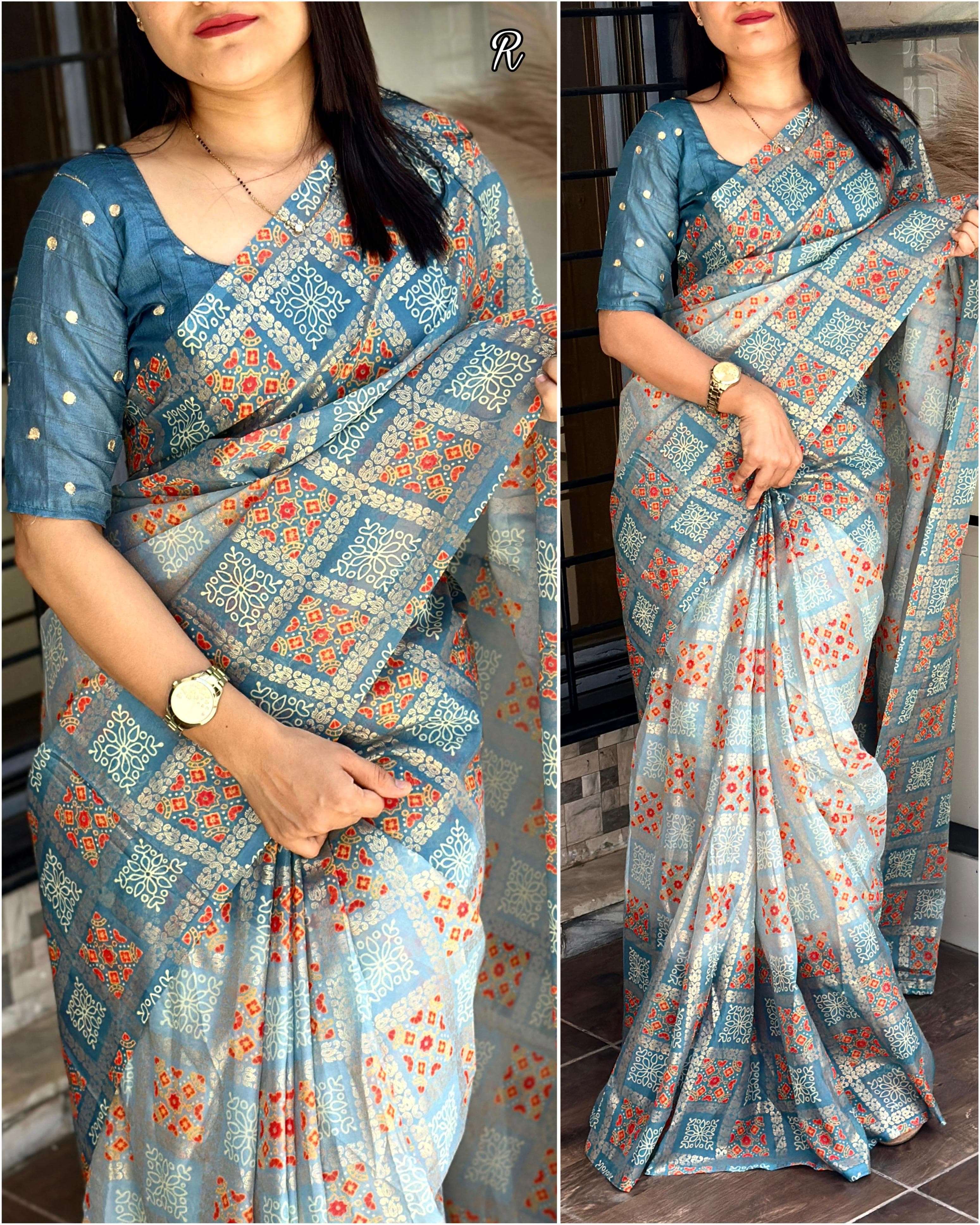 BT-56 Ruchika Glass Satin beauty with vibrant dusty colors wholesale saree