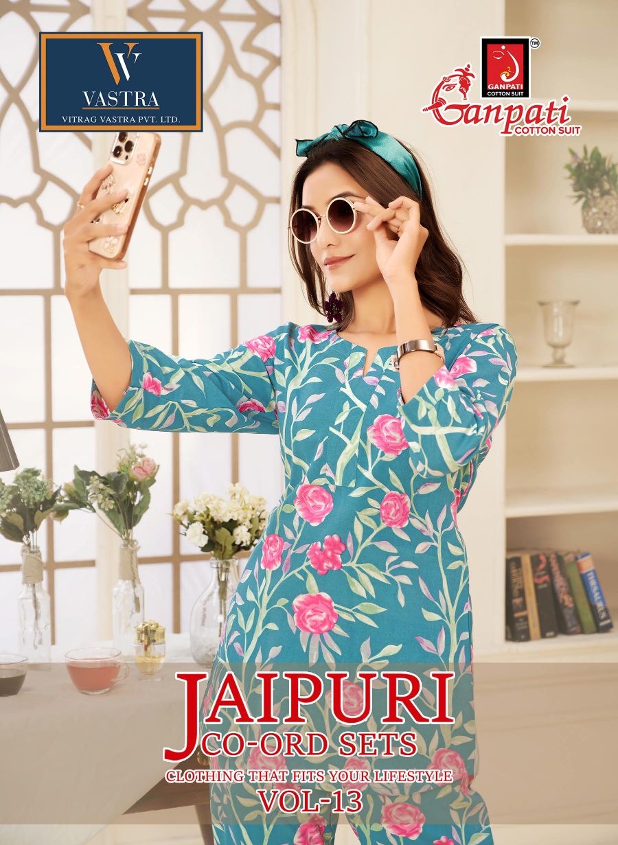 Ganpati Jaipuri Vol-13 series 1308 to 1322 cotton printed designer Cord Set in wholesale surat