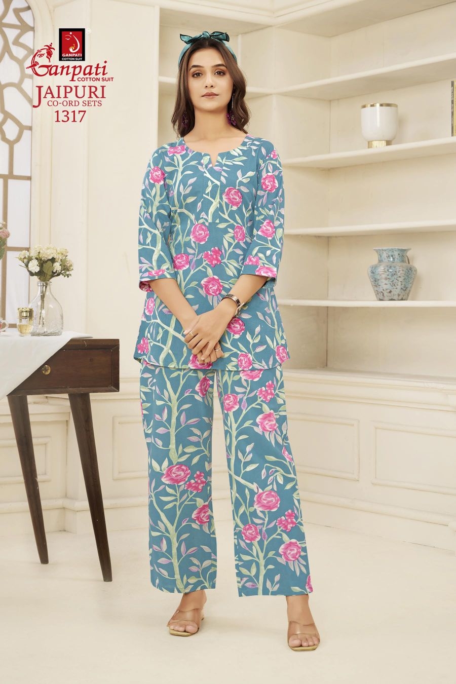 Ganpati Jaipuri Vol-13 series 1308 to 1322 cotton printed designer Cord Set in wholesale surat