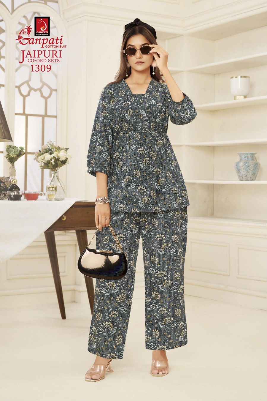 Ganpati Jaipuri Vol-13 series 1308 to 1322 cotton printed designer Cord Set in wholesale surat