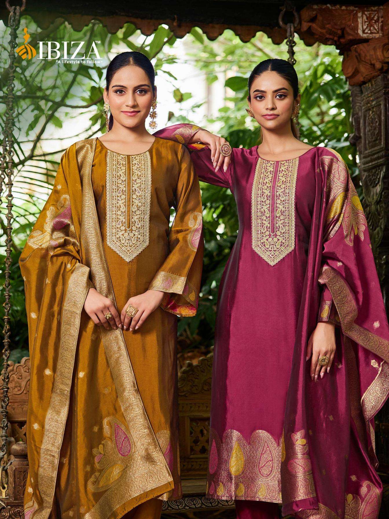 ibiza banglory nova series 16046 to 16049 silk jacquard shop trendy suit in wholesale surat