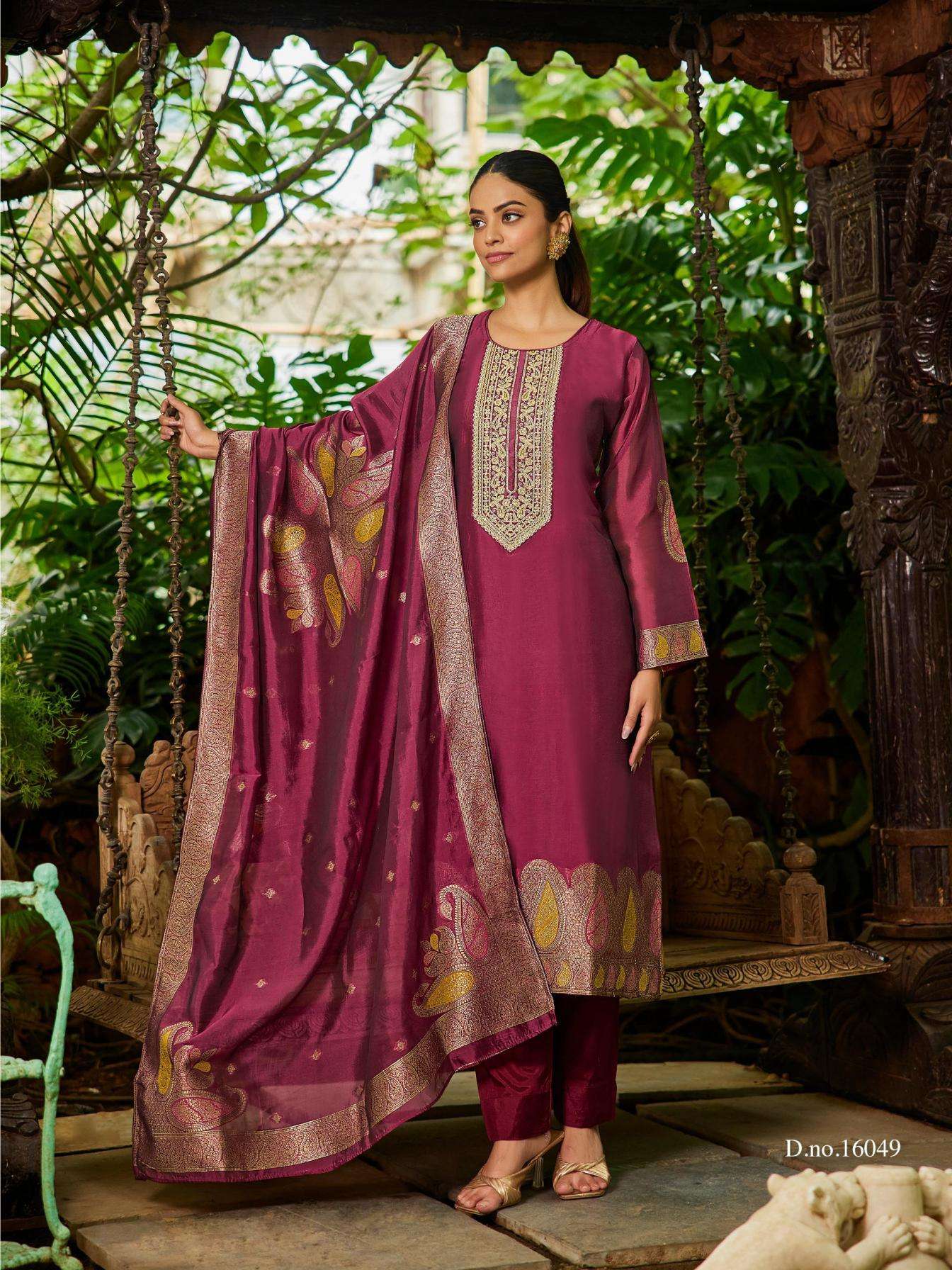 ibiza banglory nova series 16046 to 16049 silk jacquard shop trendy suit in wholesale surat