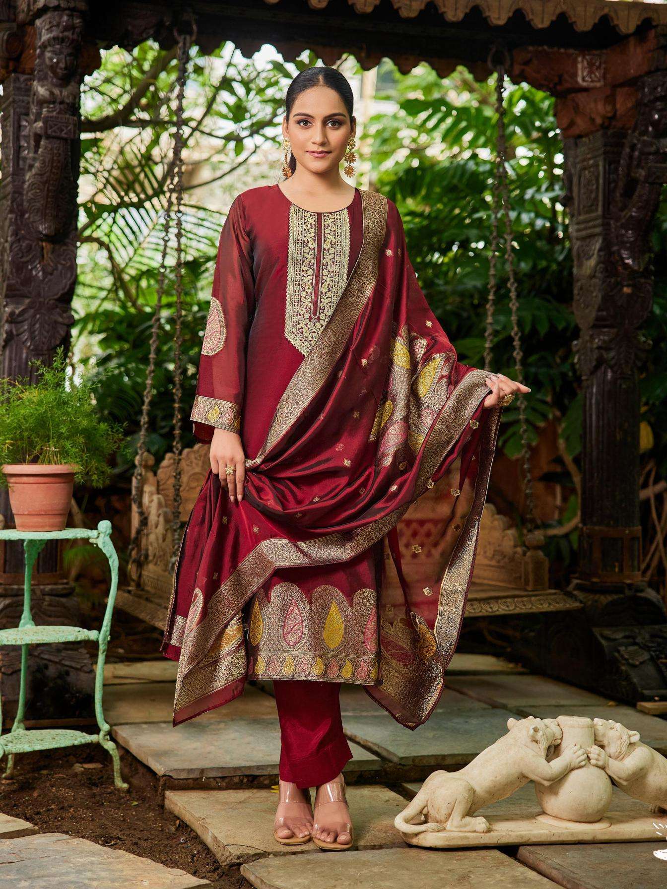 ibiza banglory nova series 16046 to 16049 silk jacquard shop trendy suit in wholesale surat