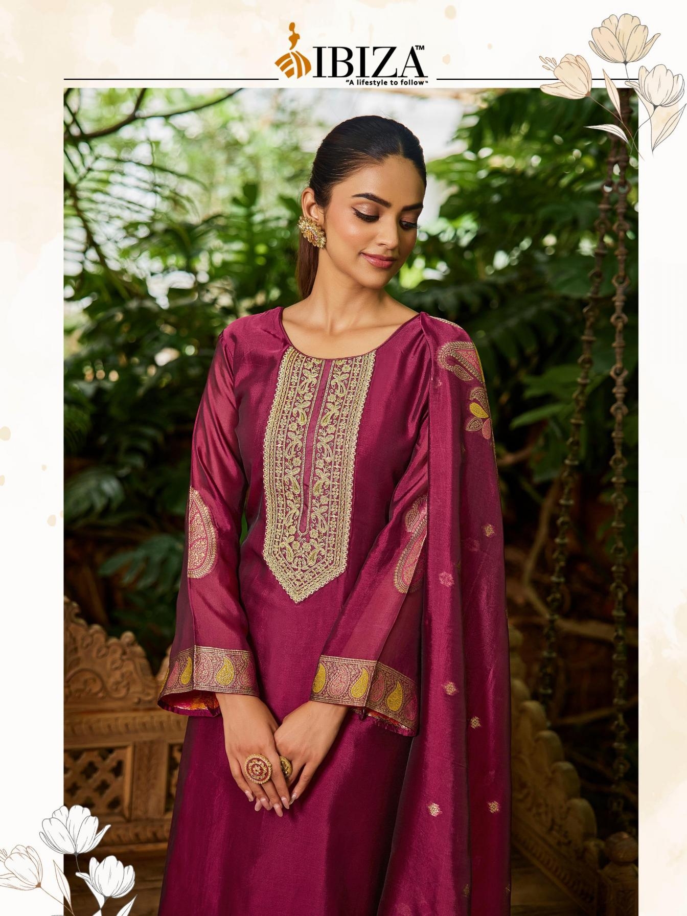 ibiza banglory nova series 16046 to 16049 silk jacquard shop trendy suit in wholesale surat