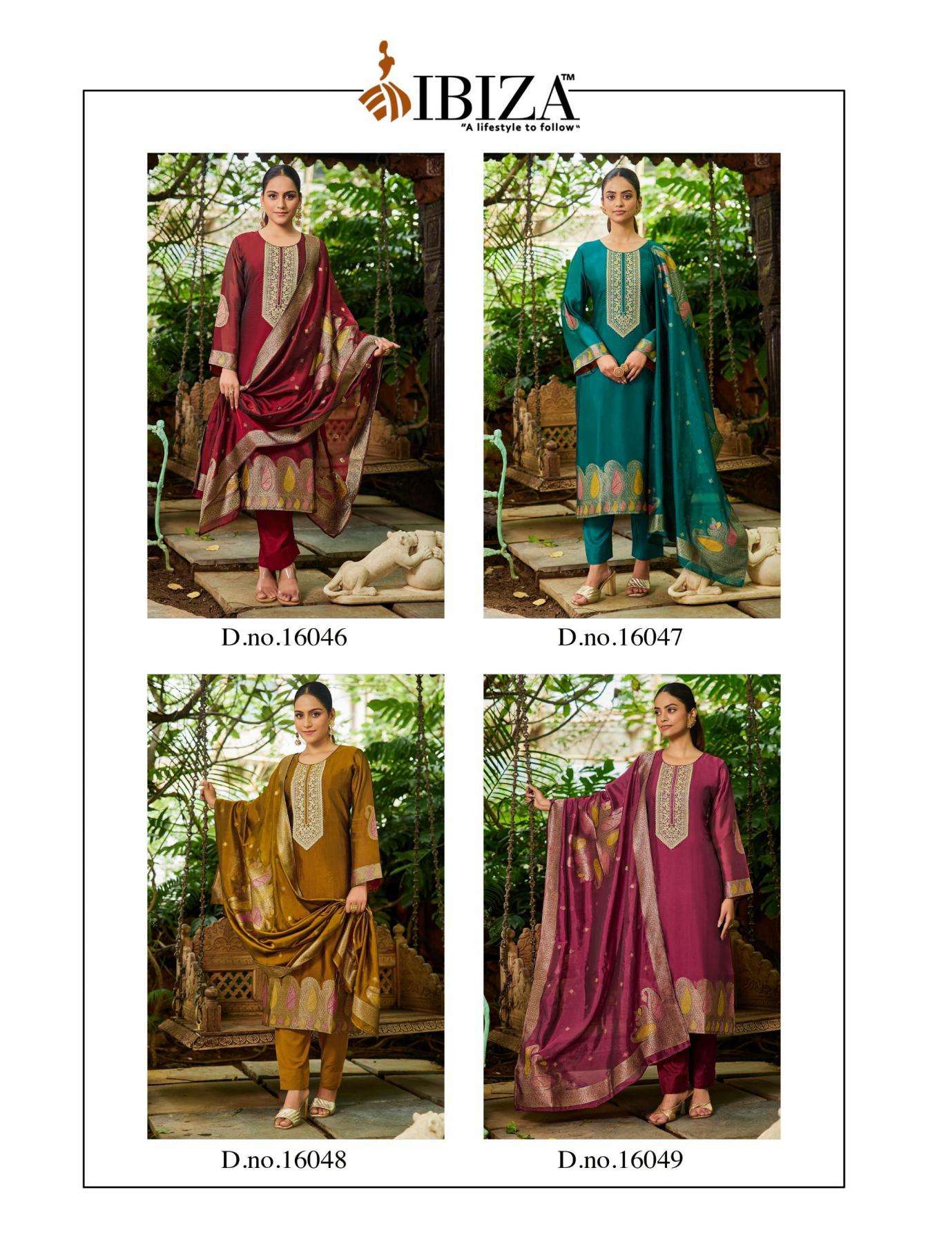 ibiza banglory nova series 16046 to 16049 silk jacquard shop trendy suit in wholesale surat