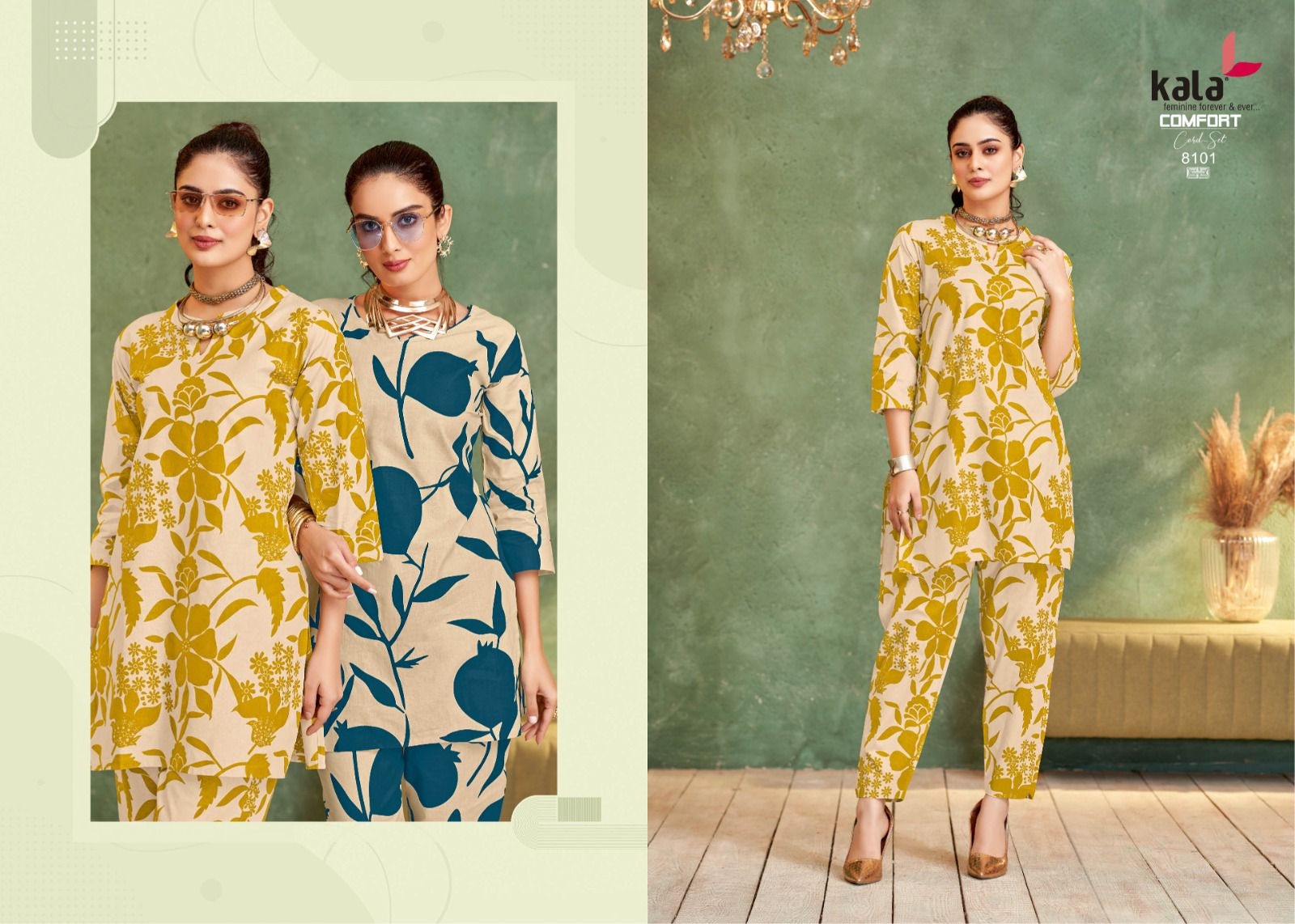 Kala Comfort Vol-4 series 8101 to 8112 Pure Cotton Printed Cord Set in wholesale surat