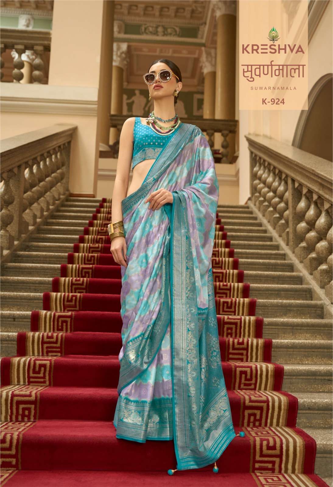 Kreshva Suwarnamala series 924 to 932 p. v. superior gaji satin silk saree in wholesale surat