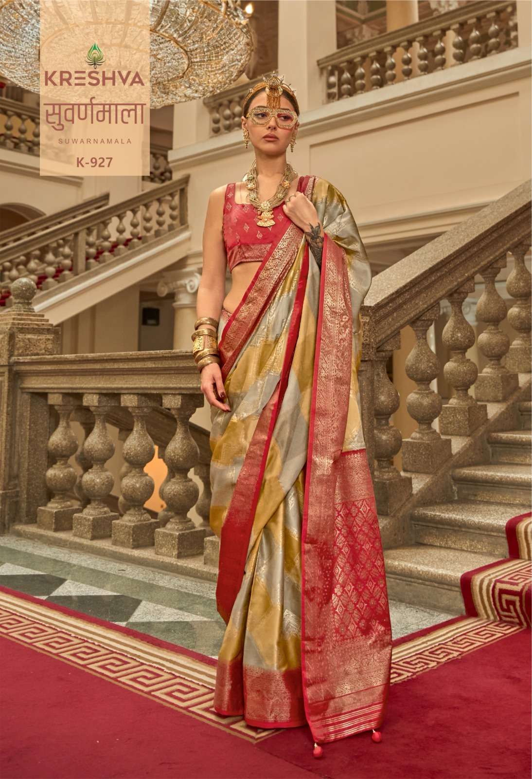 Kreshva Suwarnamala series 924 to 932 p. v. superior gaji satin silk saree in wholesale surat