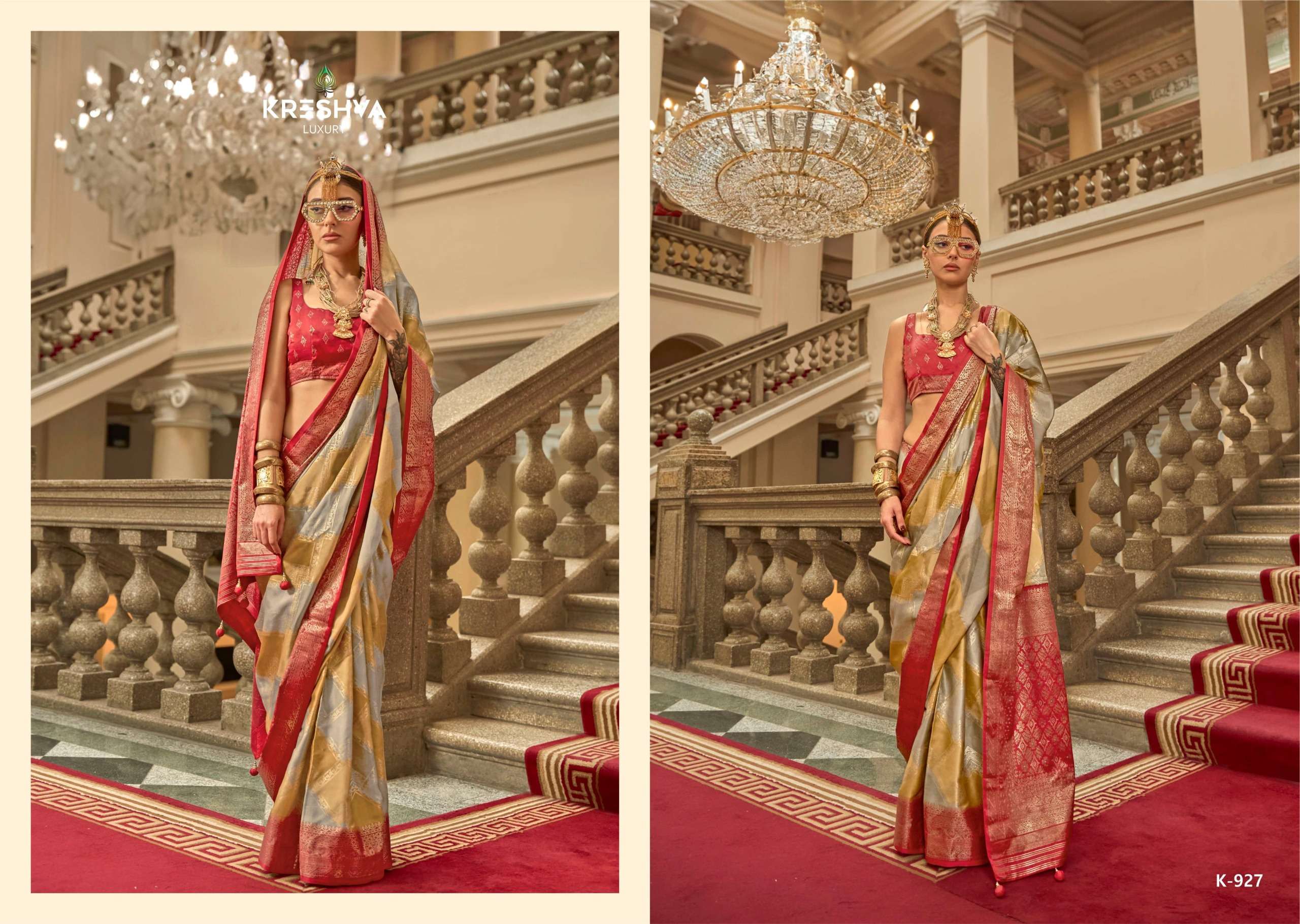 Kreshva Suwarnamala series 924 to 932 p. v. superior gaji satin silk saree in wholesale surat