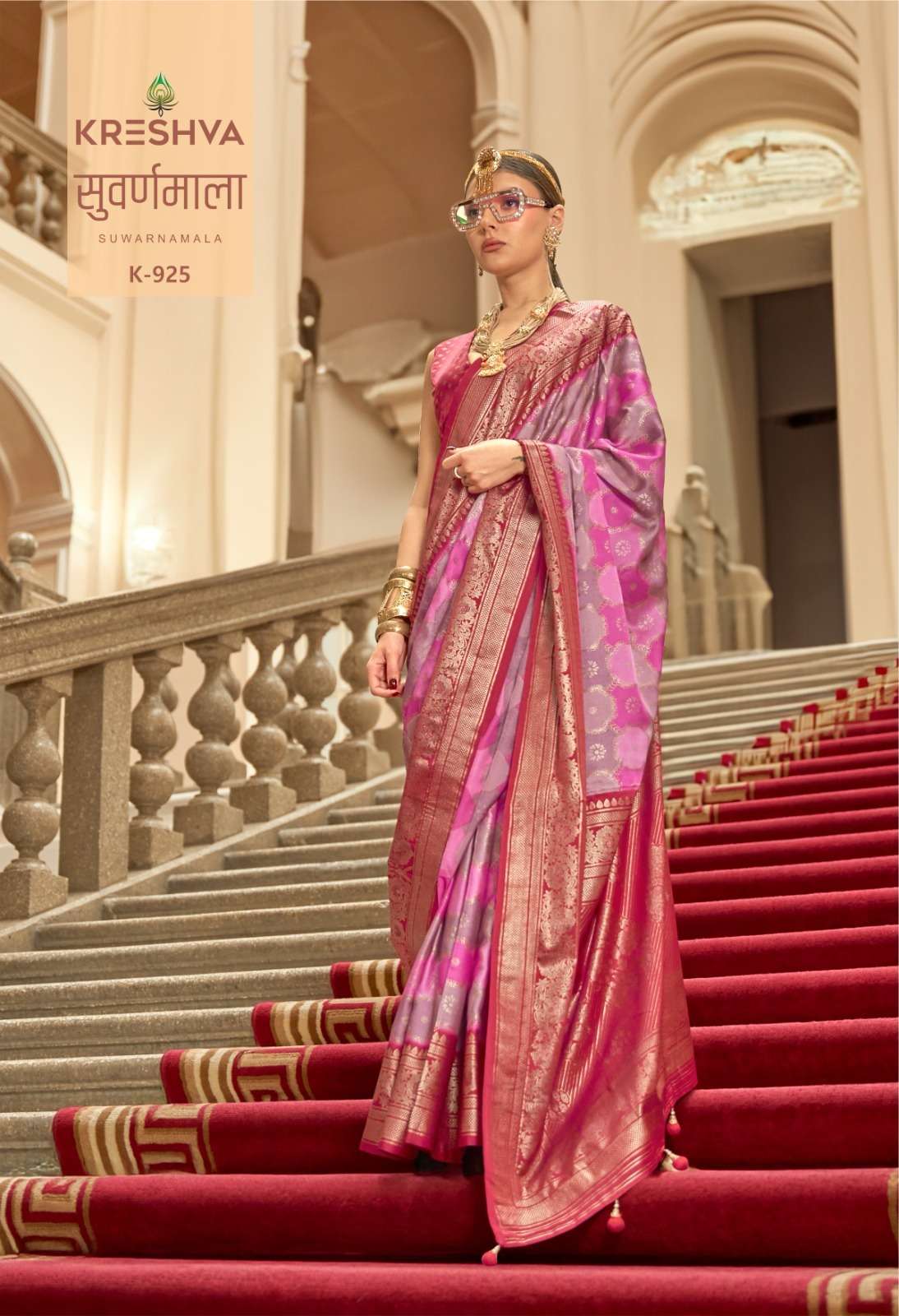 Kreshva Suwarnamala series 924 to 932 p. v. superior gaji satin silk saree in wholesale surat