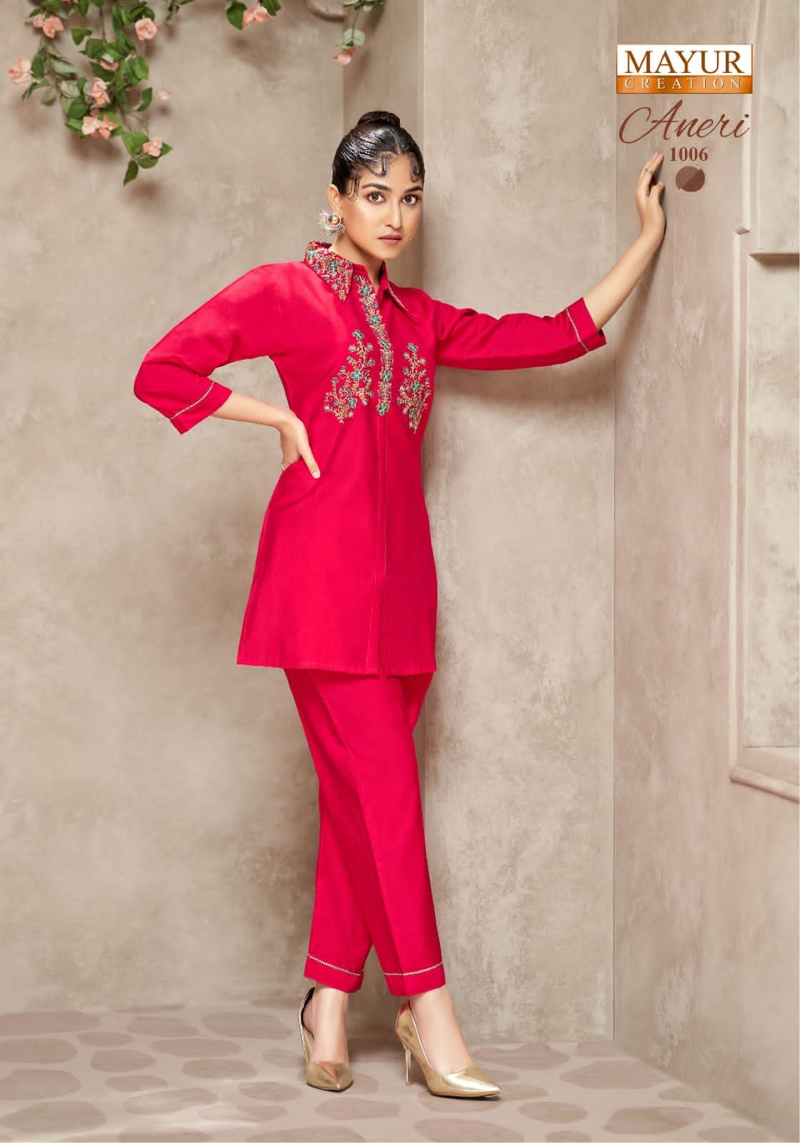 Mayur Aneri Vol-1 series 1001 to 1006 Heavy Vertican Silk Fabric With Heavy Embroidery readymade Cord Set in wholesale surat