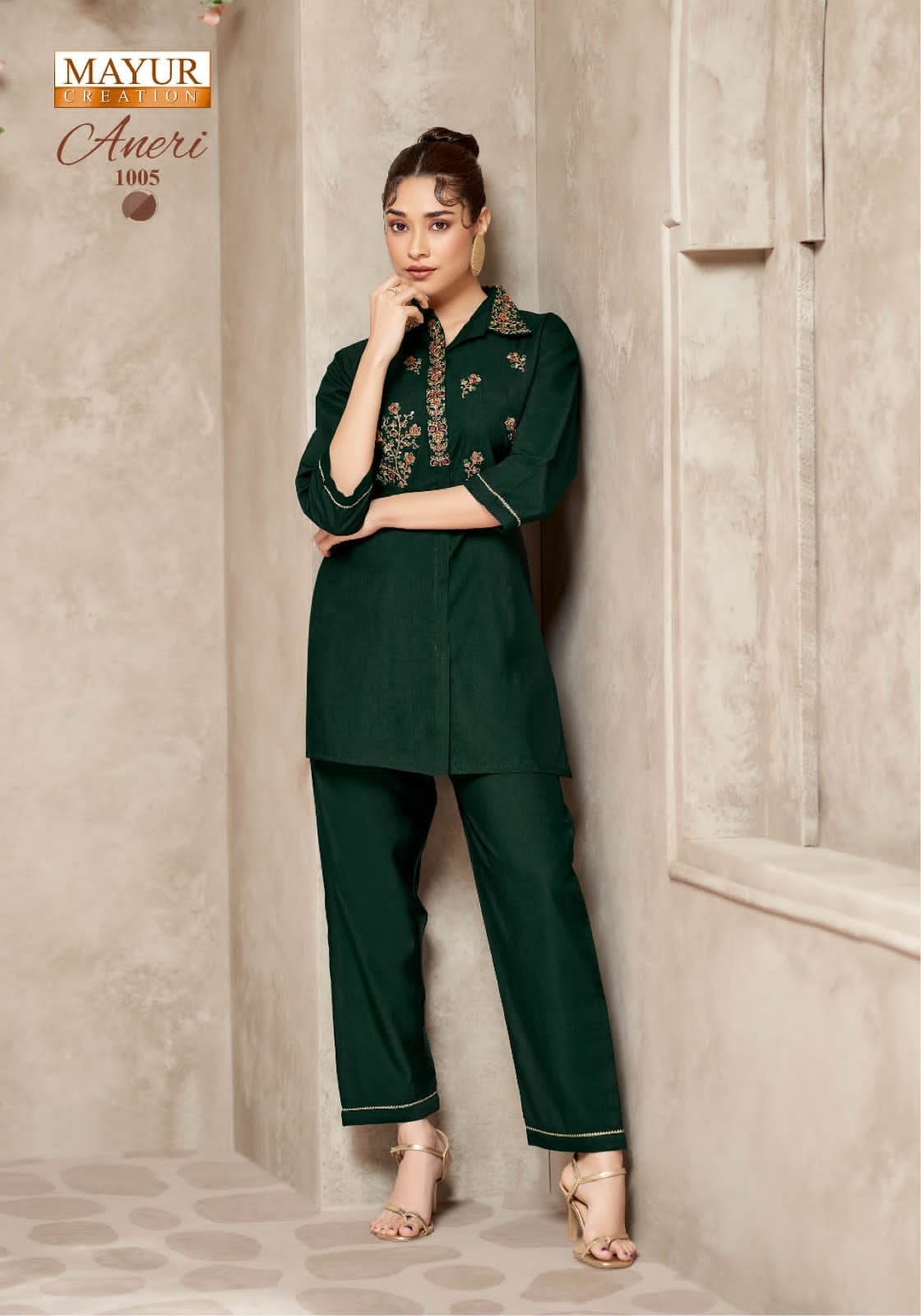 Mayur Aneri Vol-1 series 1001 to 1006 Heavy Vertican Silk Fabric With Heavy Embroidery readymade Cord Set in wholesale surat
