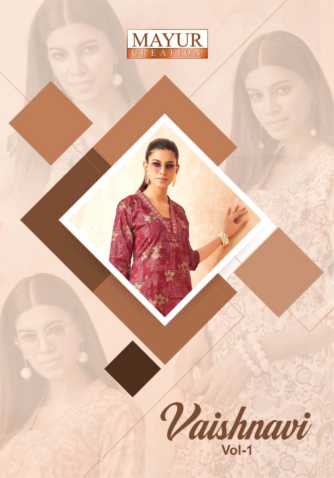 Mayur Vaishnavi Vol-1 series 1001 to 1008 Heavy Poplin Cotton Printed Long A-Line Cord Set in wholesale surat