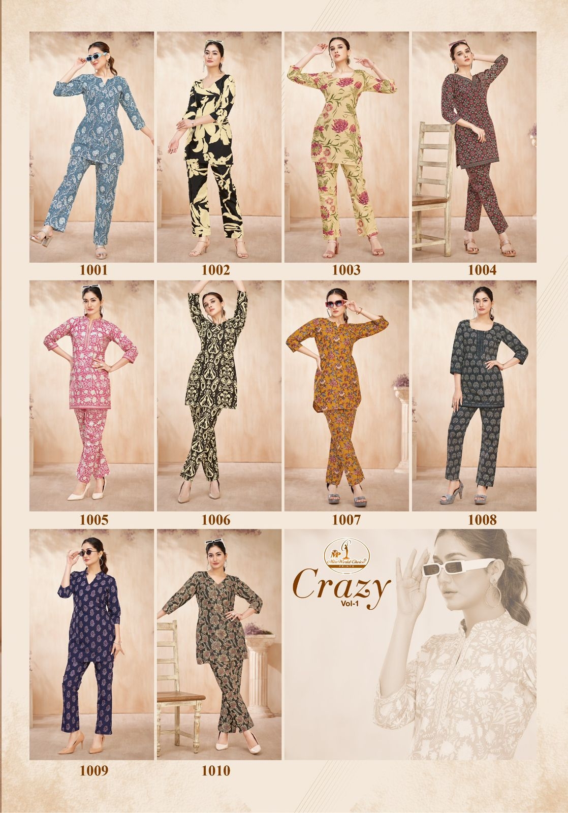 Miss World Crazy Vol-1 series 1001 to 1010 cotton readymade Cord Set in wholesale surat
