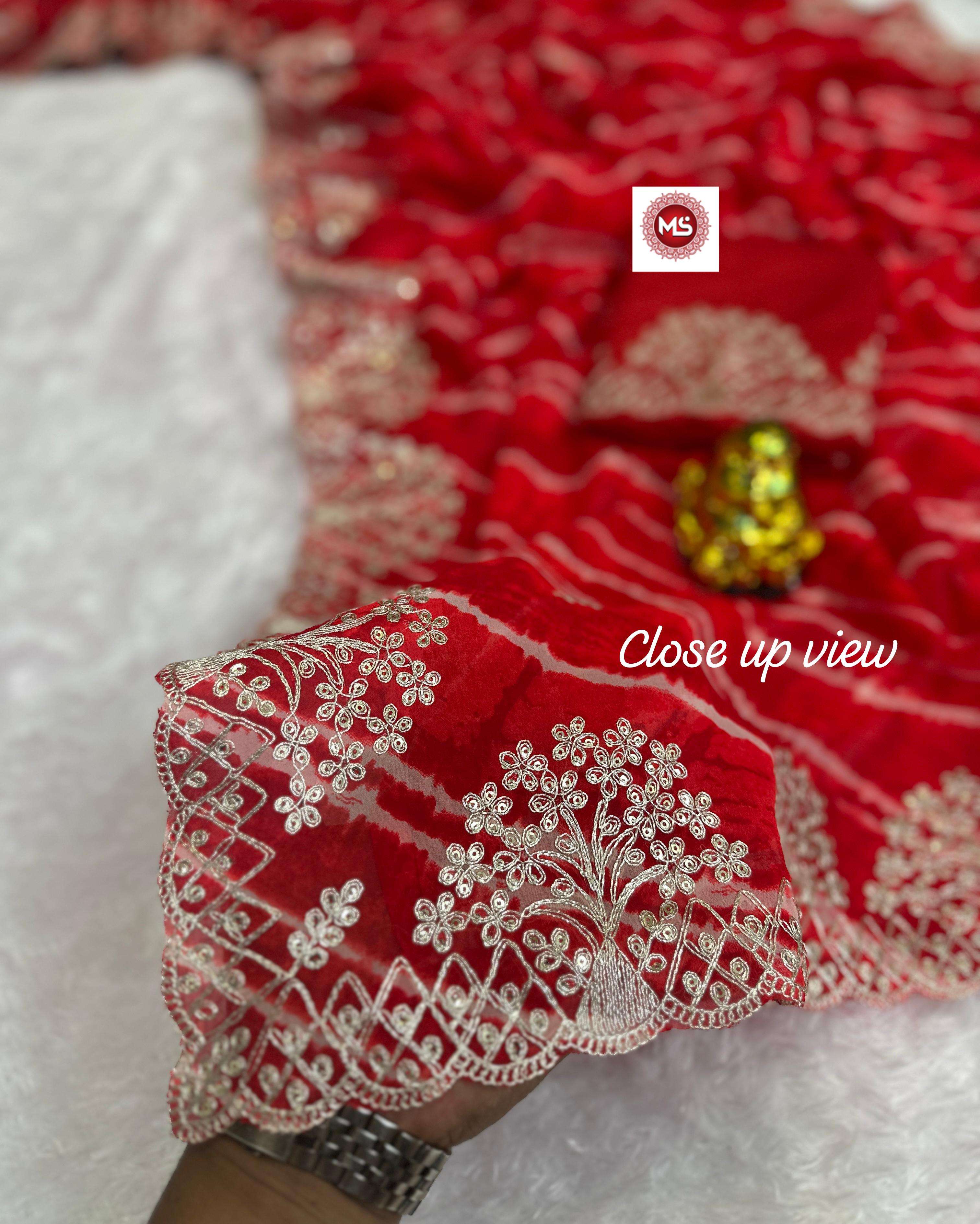 MS BRAND present pure blooming c by c georget silk lehriya pattern saree in wholesale surat