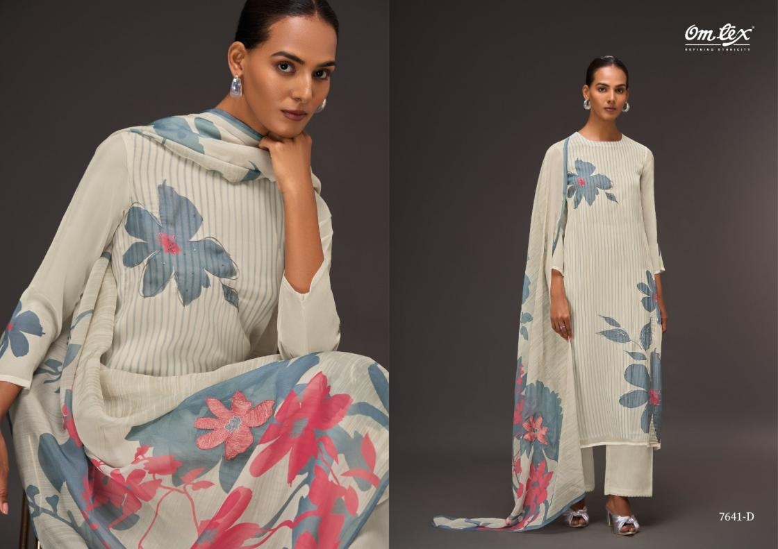 omtex color canvas series 7641 A to D organza gorgeous look salwar kameez in wholesale surat