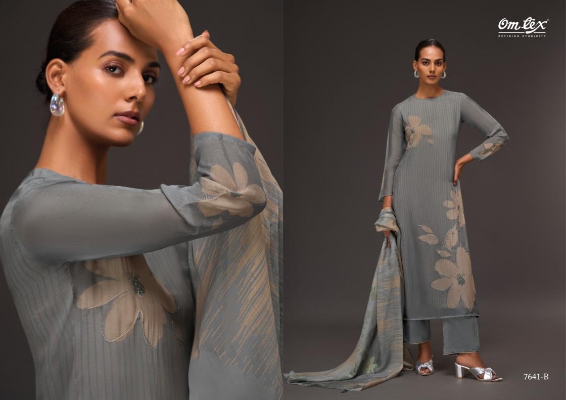 omtex color canvas series 7641 A to D organza gorgeous look salwar kameez in wholesale surat