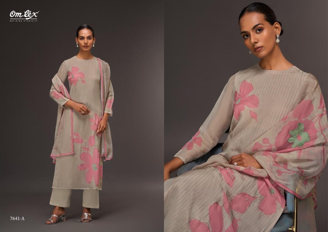 omtex color canvas series 7641 A to D organza gorgeous look salwar kameez in wholesale surat