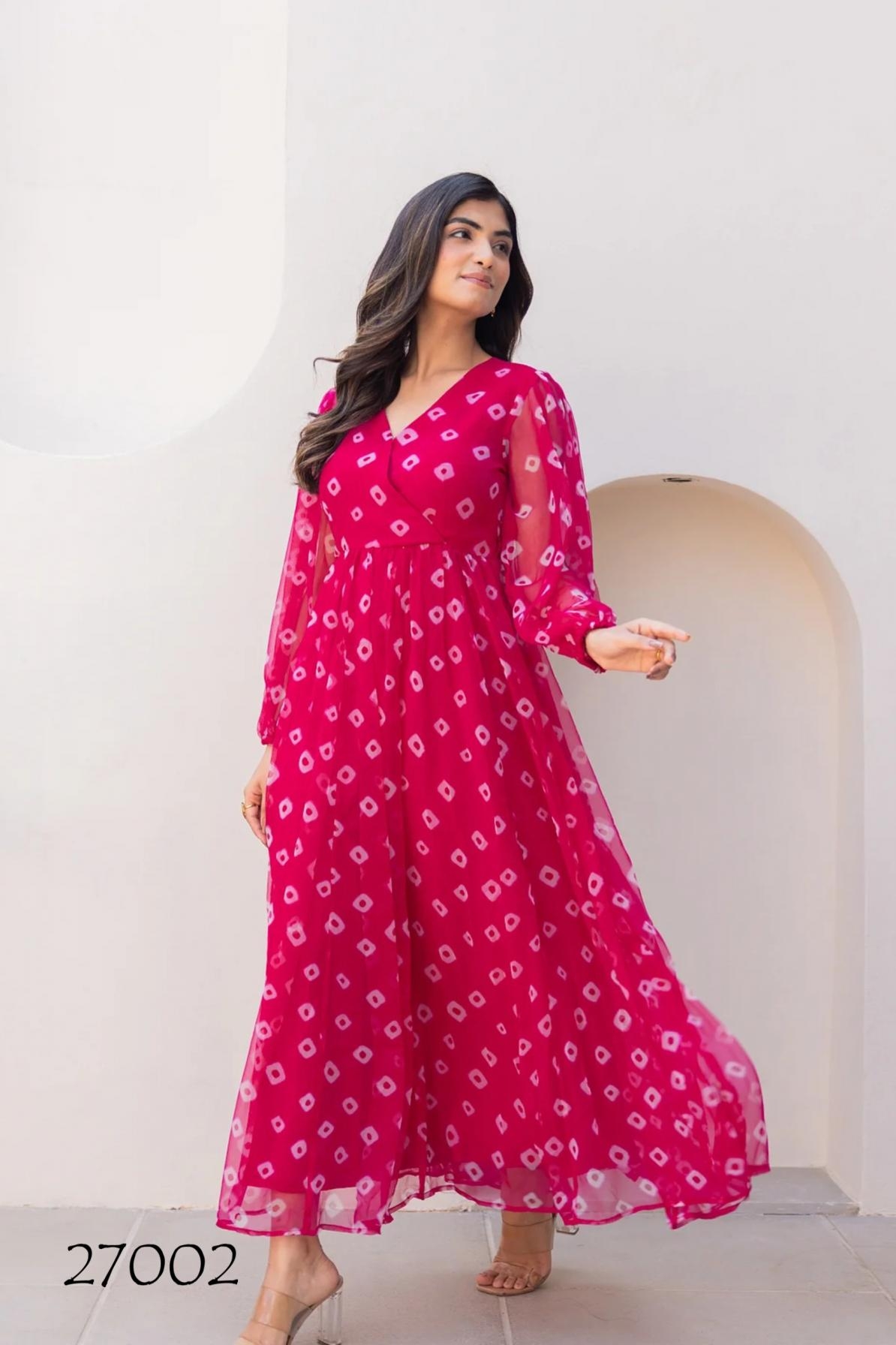 pr clothing lucaya vol 27 faux georgette readymade plus size unique gowns in wholesale surat