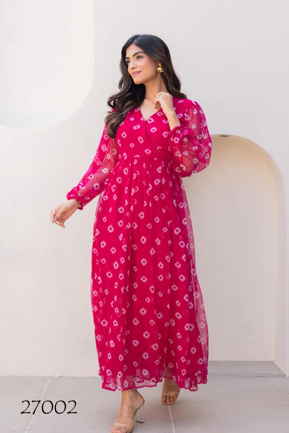 pr clothing lucaya vol 27 faux georgette readymade plus size unique gowns in wholesale surat