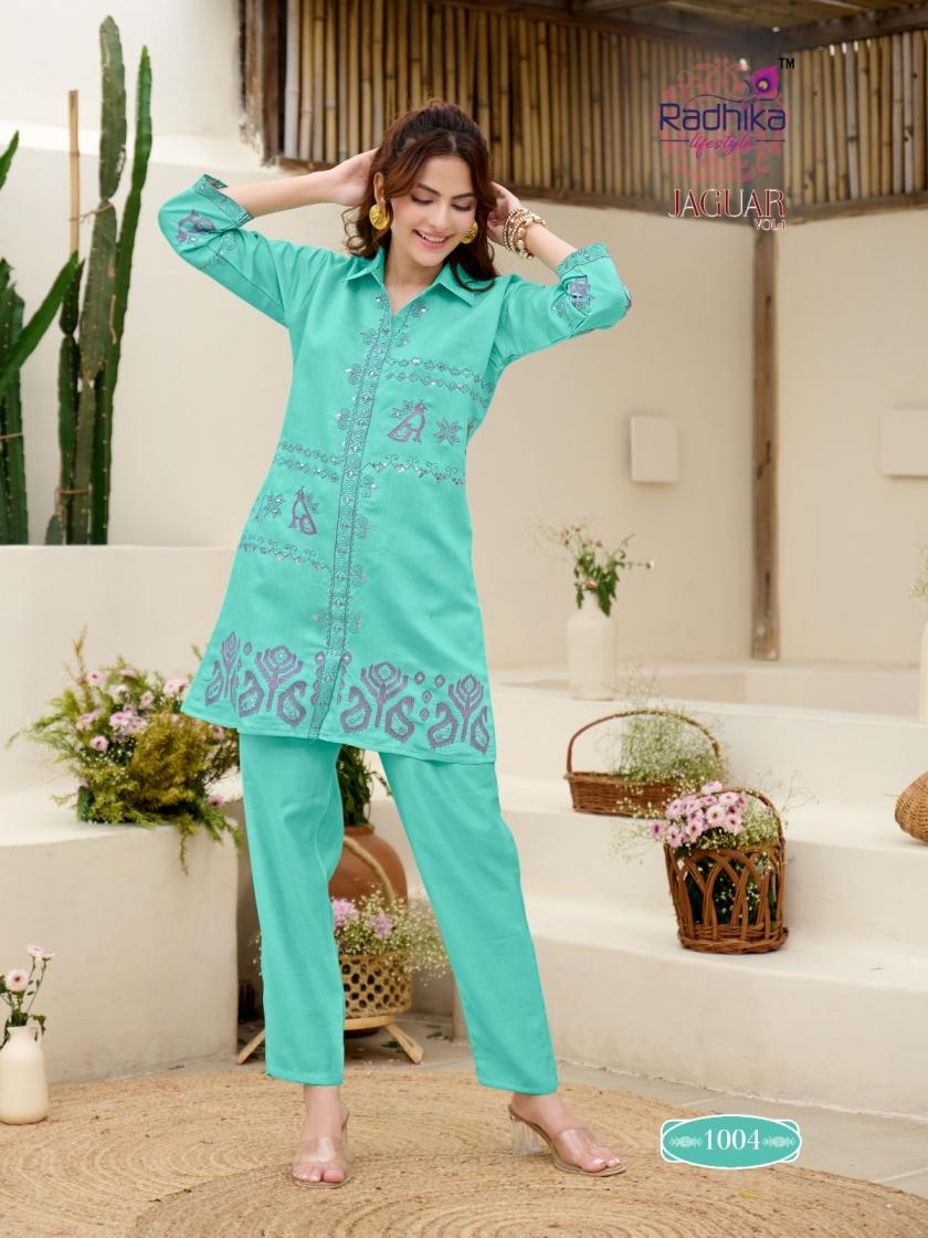 radhika lifestyle jaguar vol 1 series 1001 to 1006 vertican readymade plus size combo co-ord set in wholesale surat
