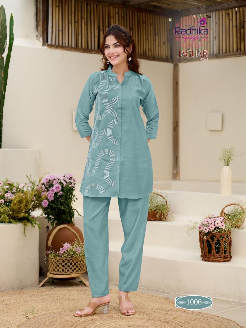 radhika lifestyle jaguar vol 1 series 1001 to 1006 vertican readymade plus size combo co-ord set in wholesale surat