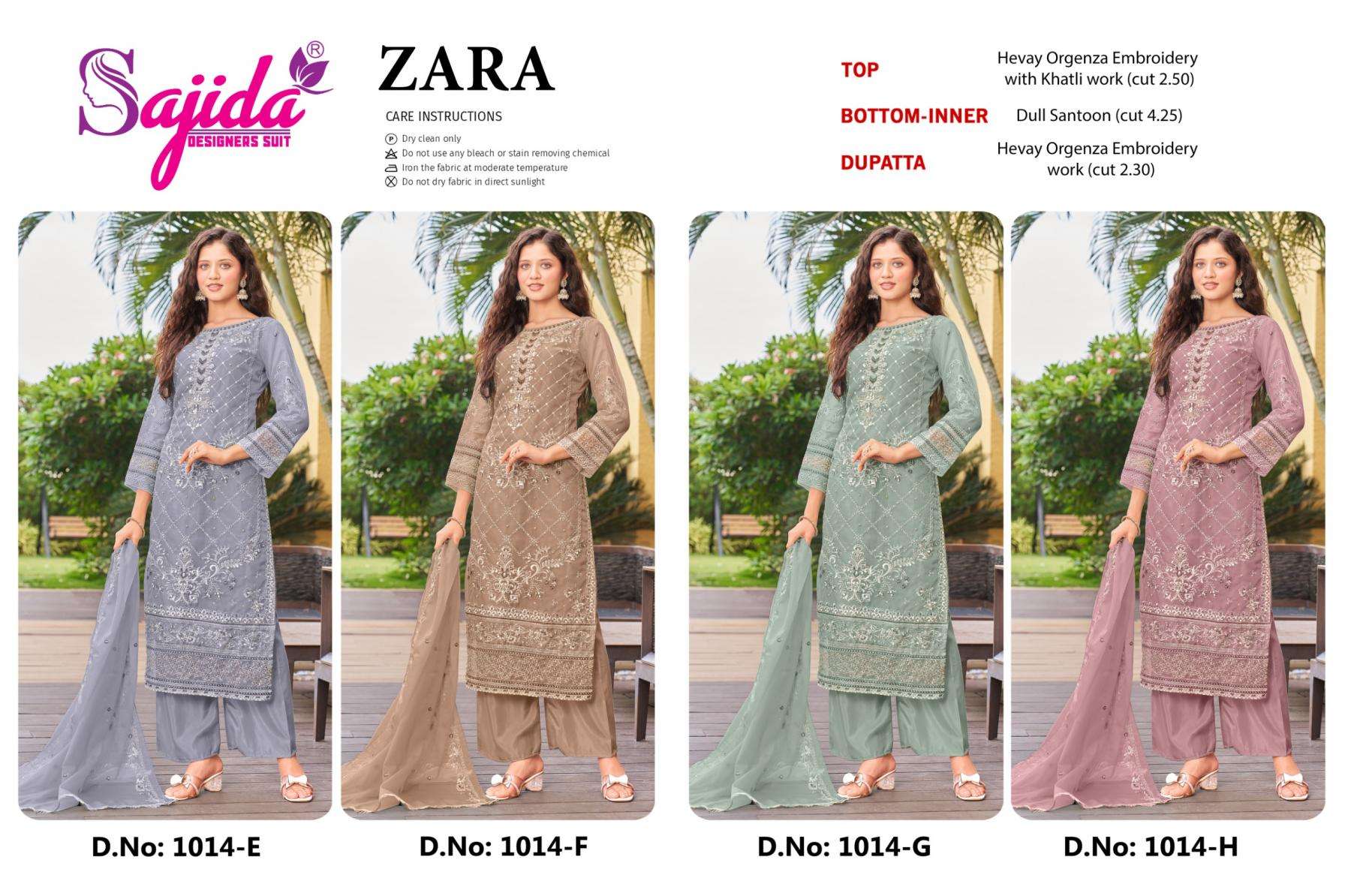 sajida designer zara 1014 efgh organza pakistani readymade plus size suit in wholesale surat
