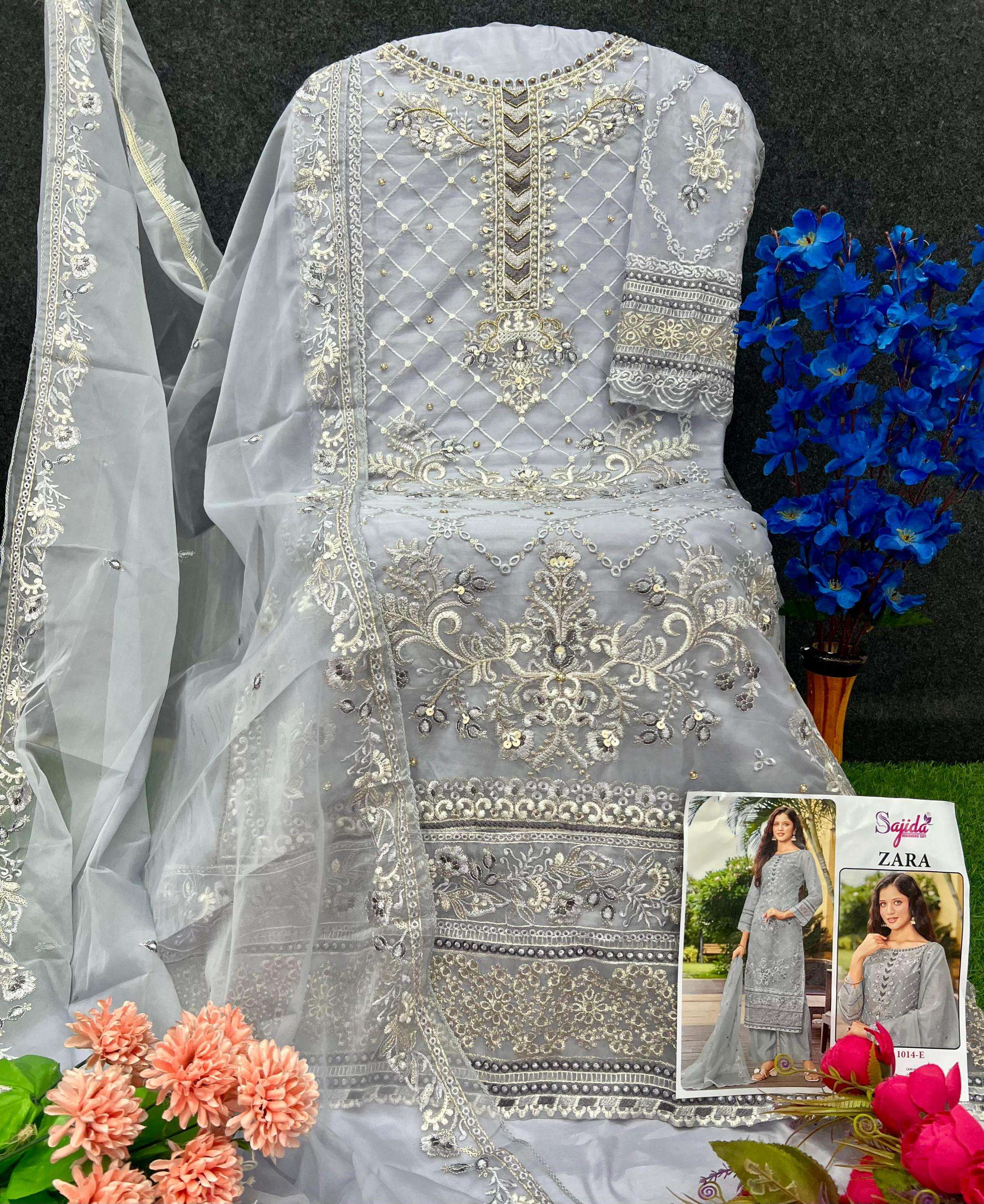 sajida designer zara 1014 efgh organza pakistani readymade plus size suit in wholesale surat