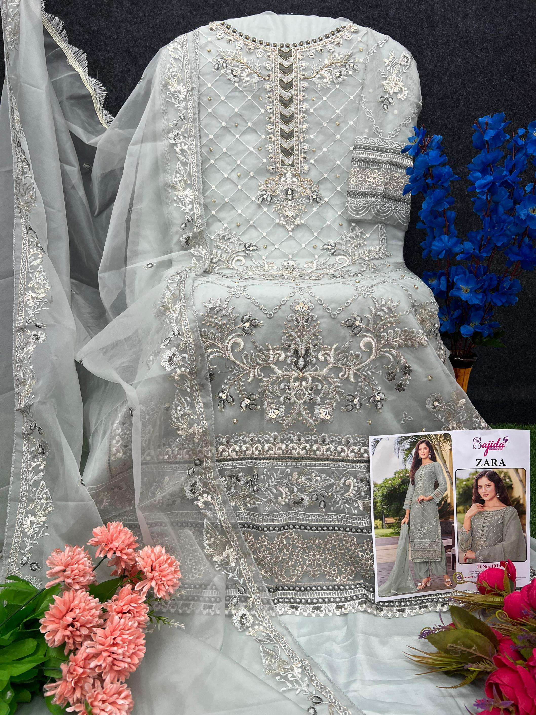 sajida designer zara 1014 efgh organza pakistani readymade plus size suit in wholesale surat