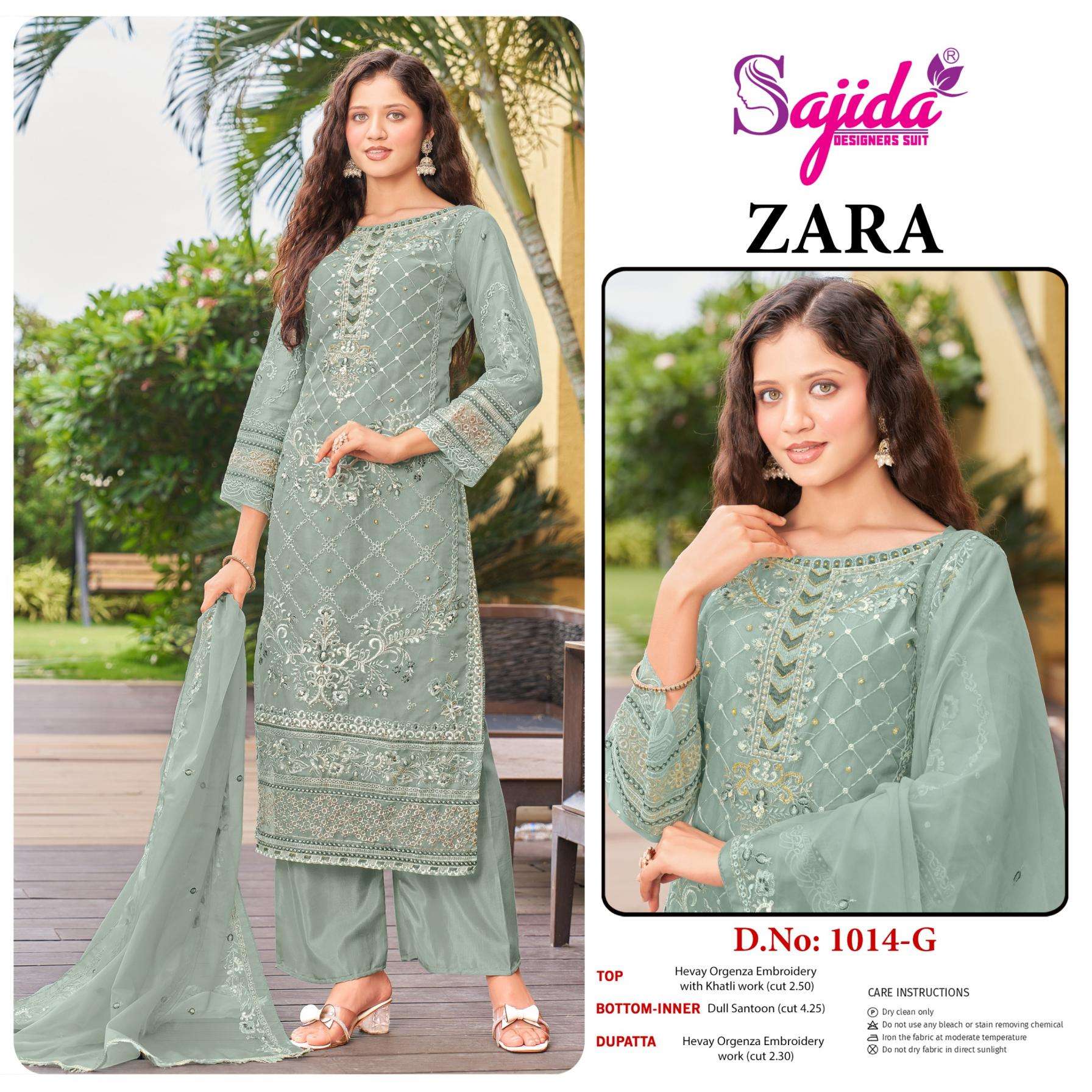 sajida designer zara 1014 efgh organza pakistani readymade plus size suit in wholesale surat