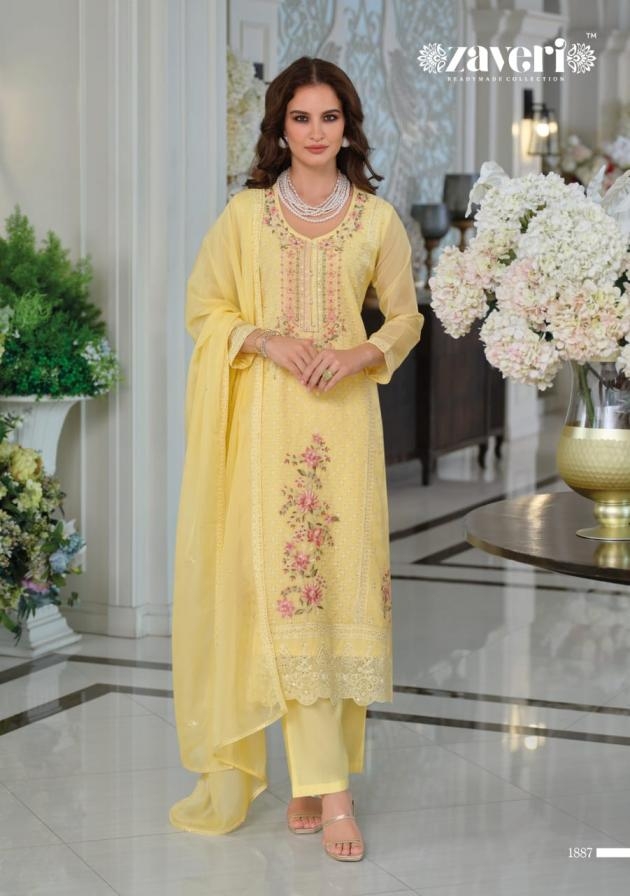 zaveri raabta series 1886 to 1888 organza shop trendy readymade salwar kameez in wholesale surat