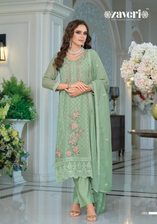 zaveri raabta series 1886 to 1888 organza shop trendy readymade salwar kameez in wholesale surat