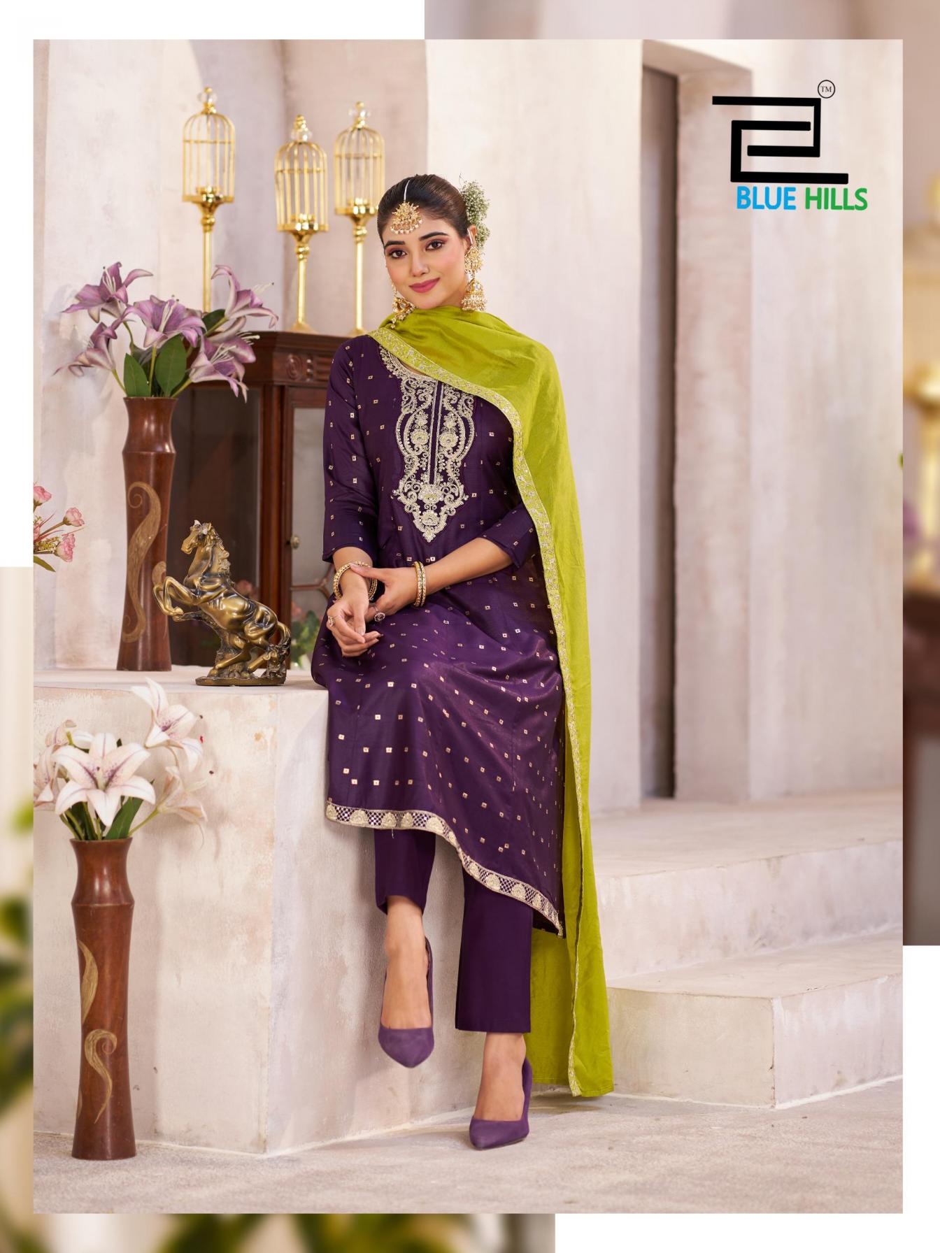 blue hills sindoor vol 3 series 3001 to 3004 elegant style chanderi readymade plus size suit in wholesale surat