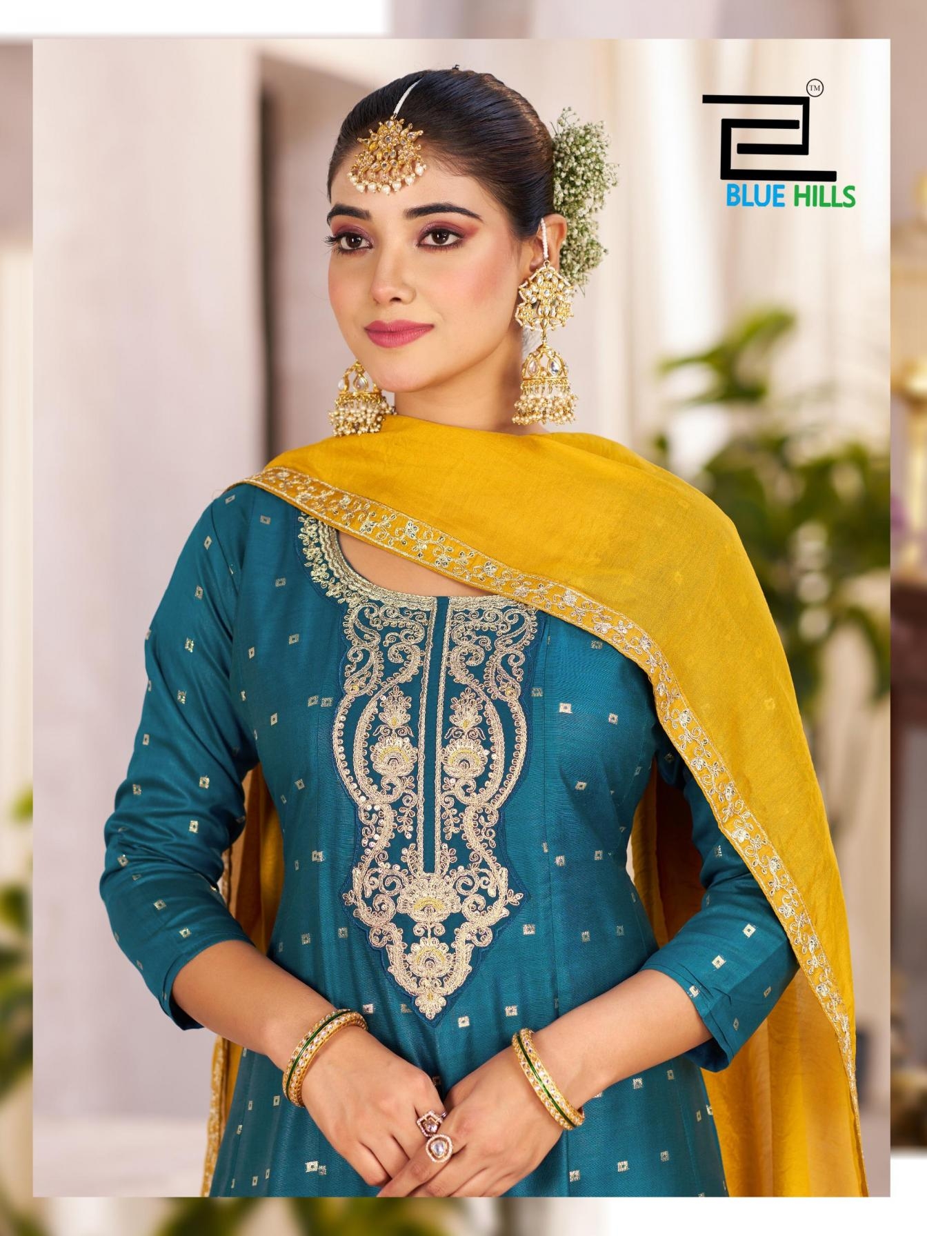 blue hills sindoor vol 3 series 3001 to 3004 elegant style chanderi readymade plus size suit in wholesale surat