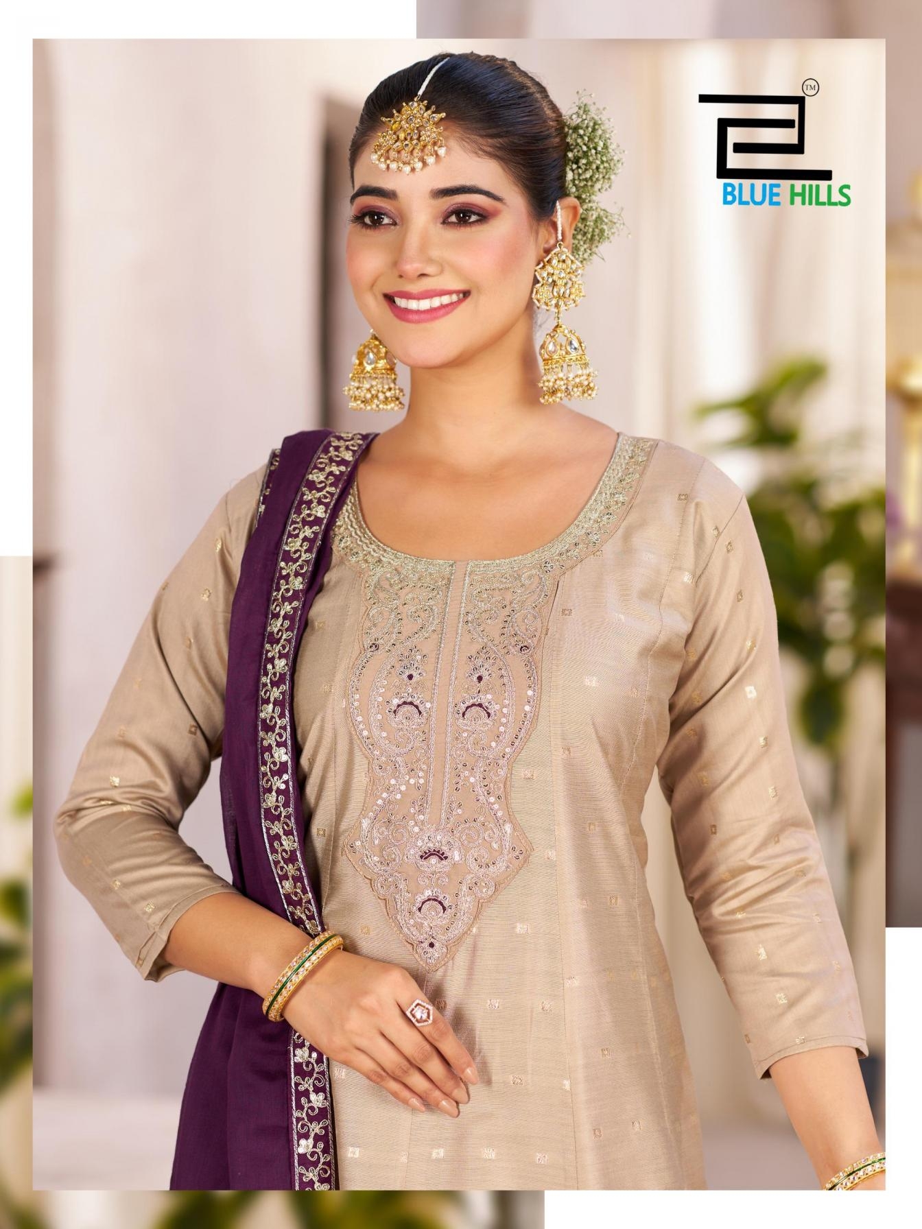 blue hills sindoor vol 3 series 3001 to 3004 elegant style chanderi readymade plus size suit in wholesale surat