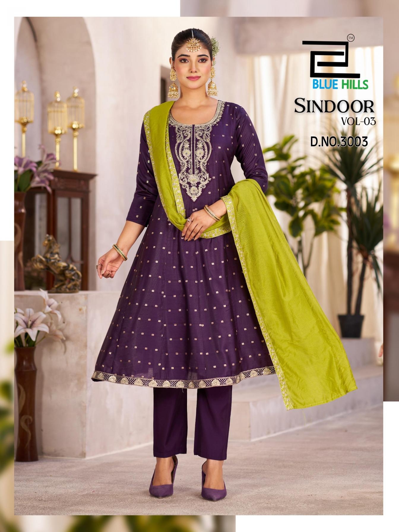 blue hills sindoor vol 3 series 3001 to 3004 elegant style chanderi readymade plus size suit in wholesale surat