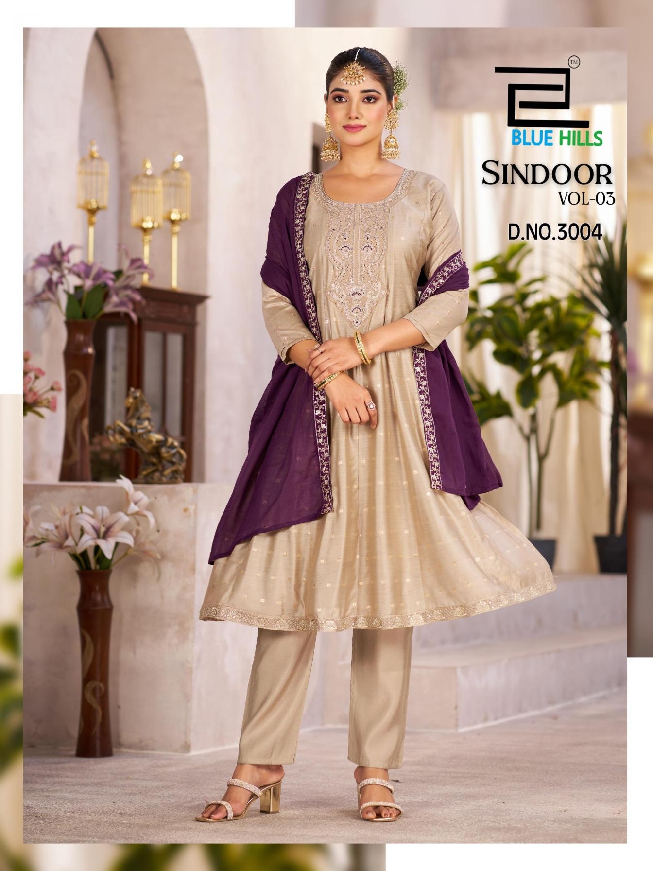 blue hills sindoor vol 3 series 3001 to 3004 elegant style chanderi readymade plus size suit in wholesale surat