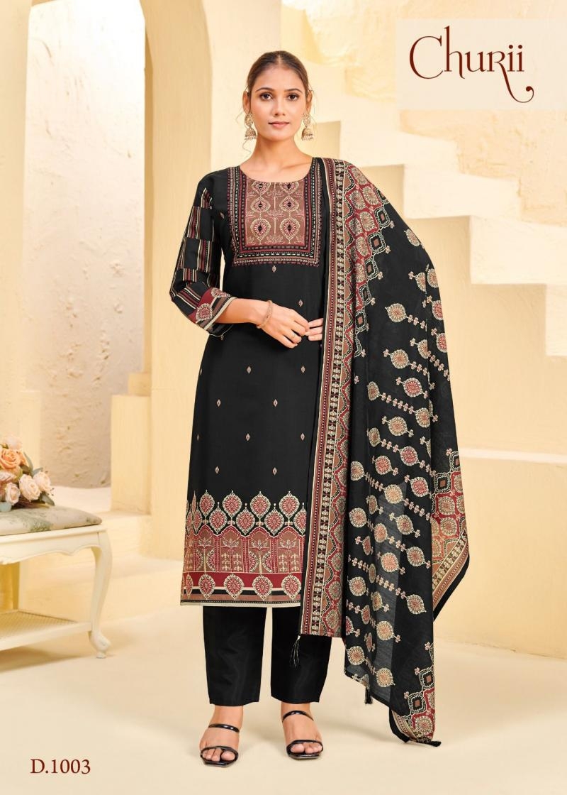 churii coral bells series 1001 to 1004 readymade viscose silk combo suit in wholesale surat