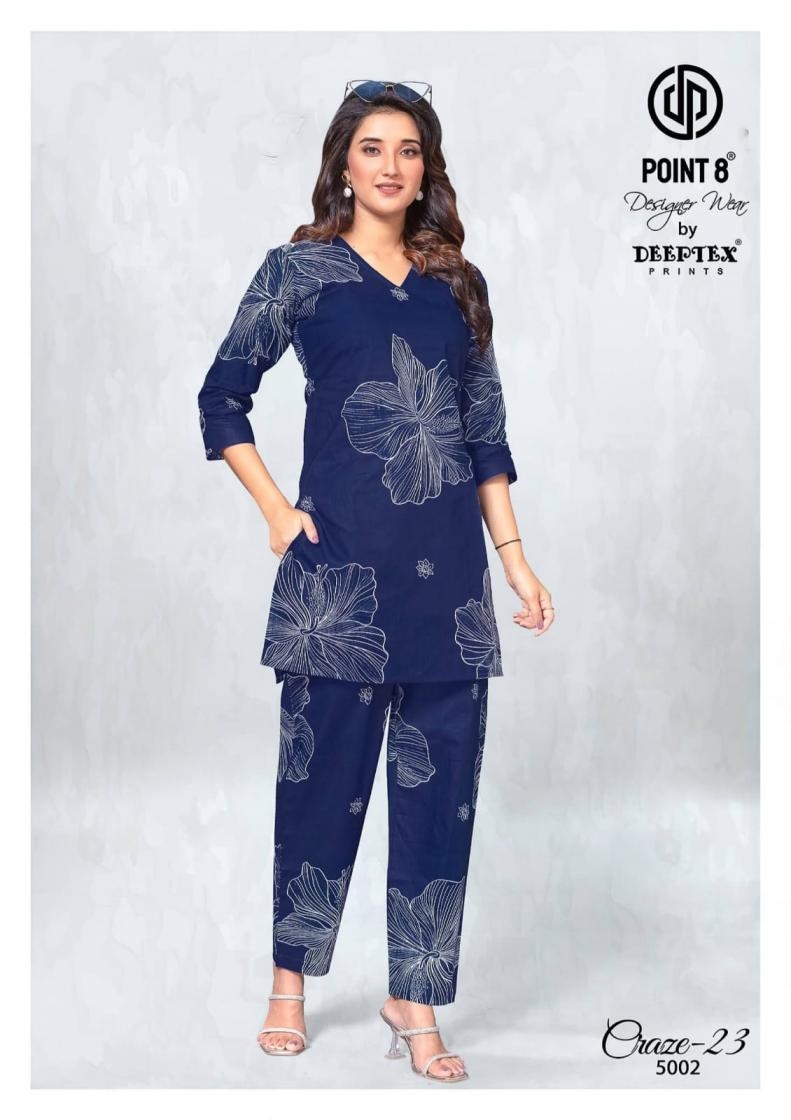 deeptex prints point 8 craze 23 vol 5 series 5001 to 5010 readymade big size cotton co-ord sets in wholesale surat